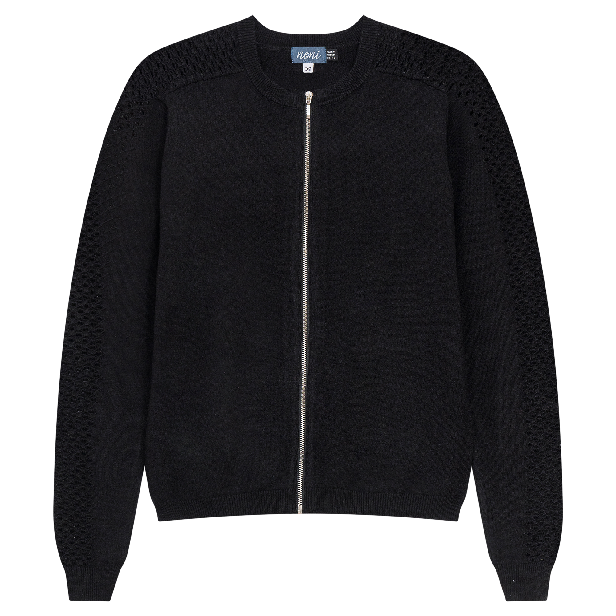 Knitted Bomber Jacket in Black by Noni