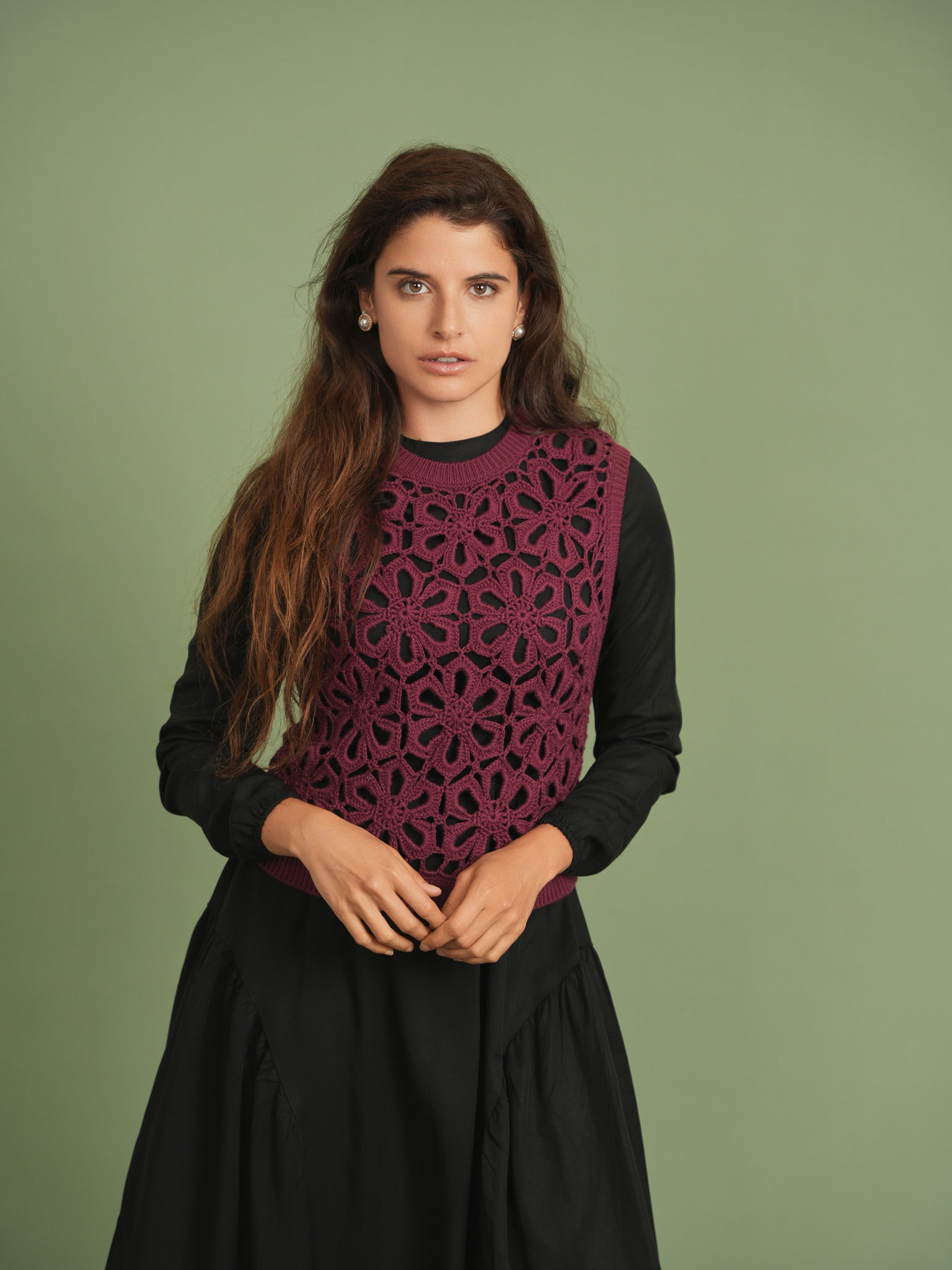 Floral Cropped Crotchet Vest in by Noni