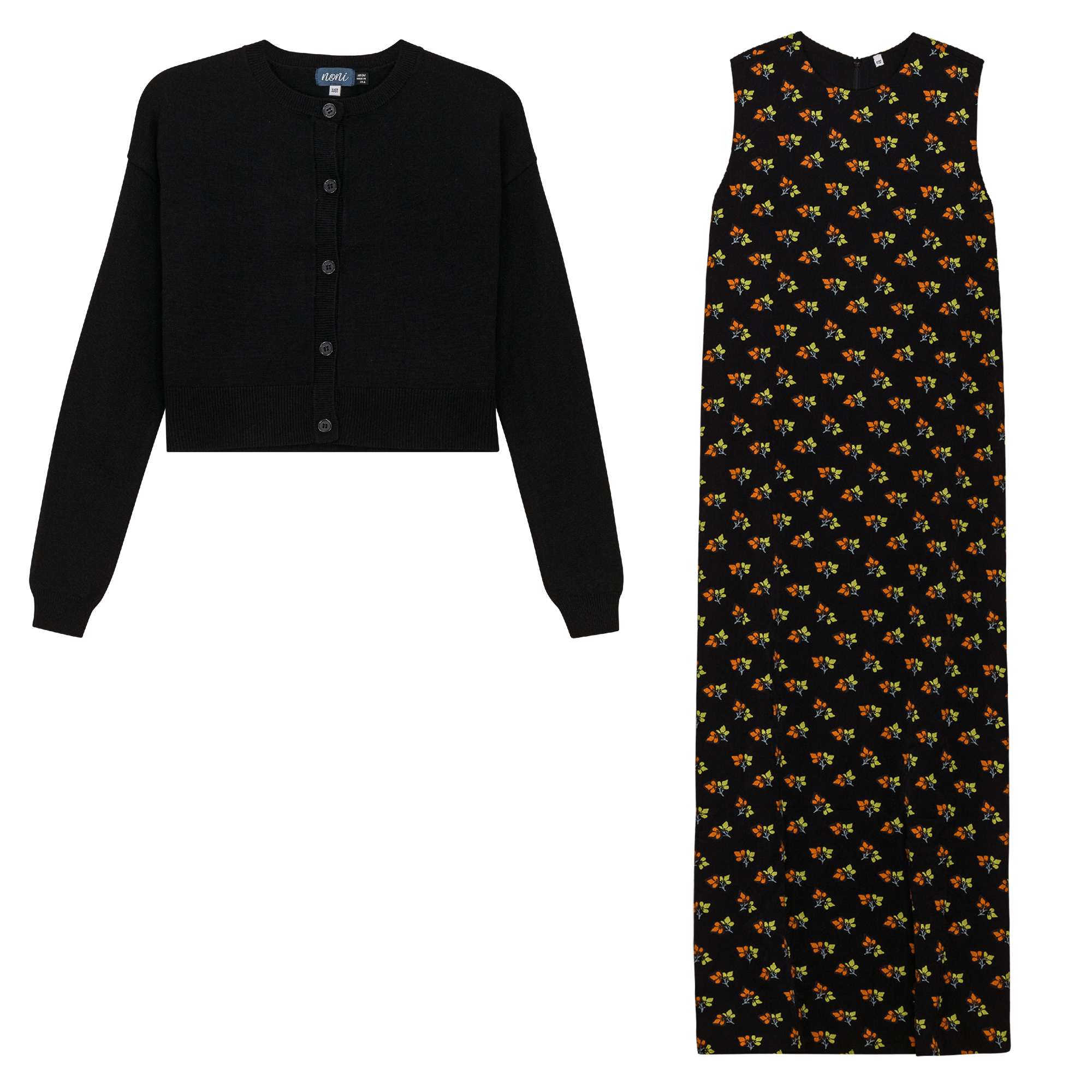 Crepe Jumper and Cardigan Set in Black by Noni