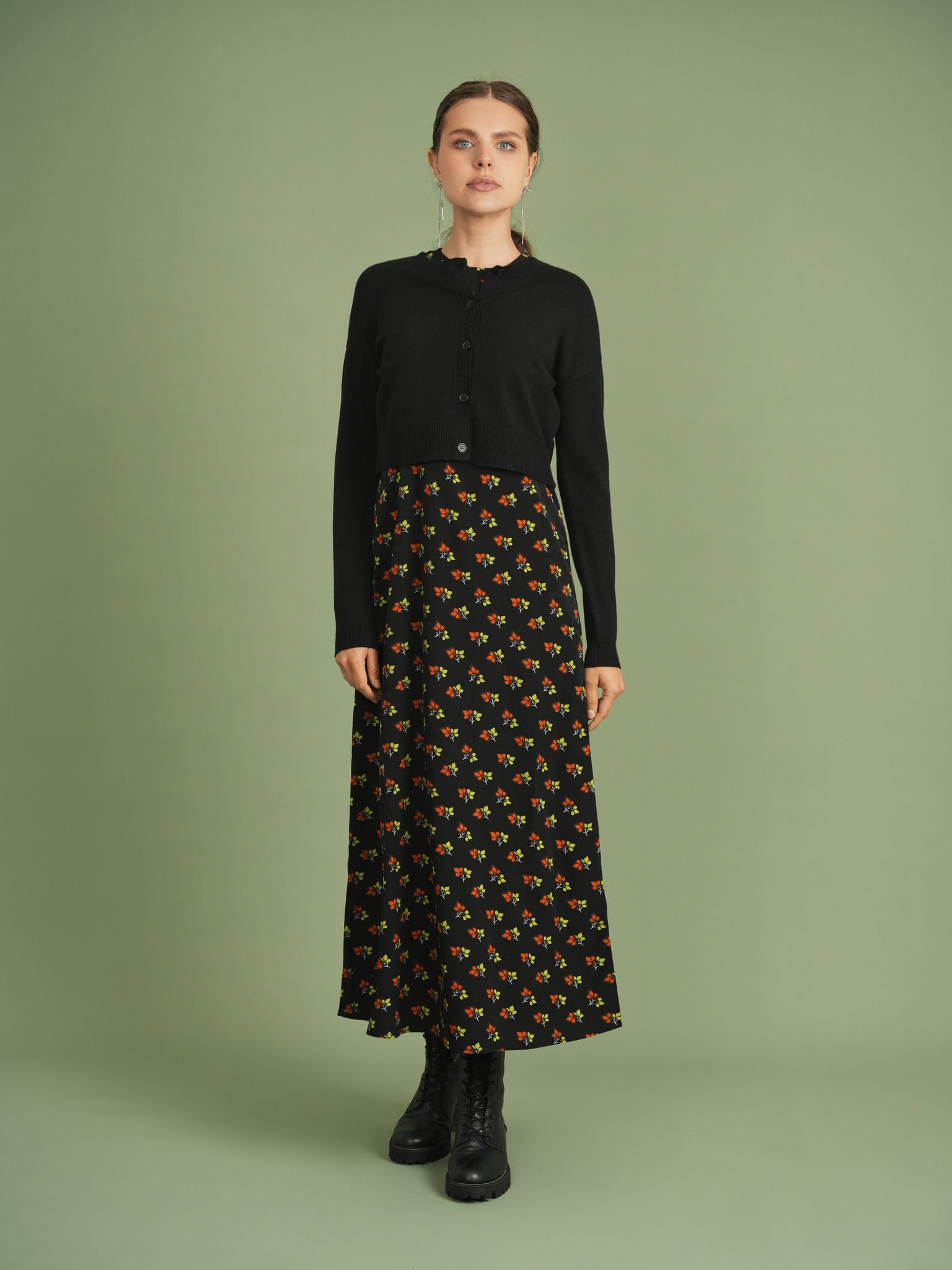 Crepe Jumper and Cardigan Set in Black by Noni