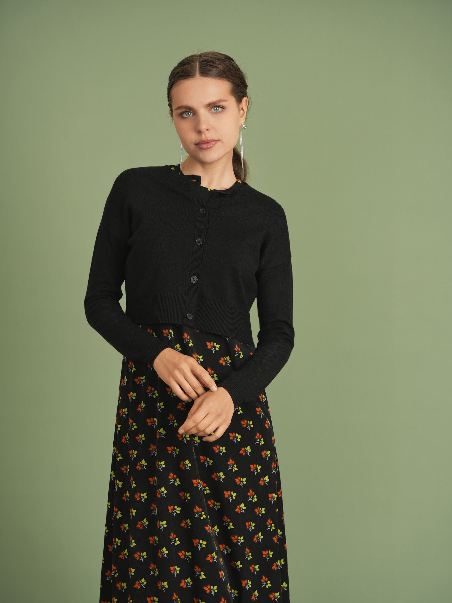 Crepe Jumper and Cardigan Set in Burgundy by Noni