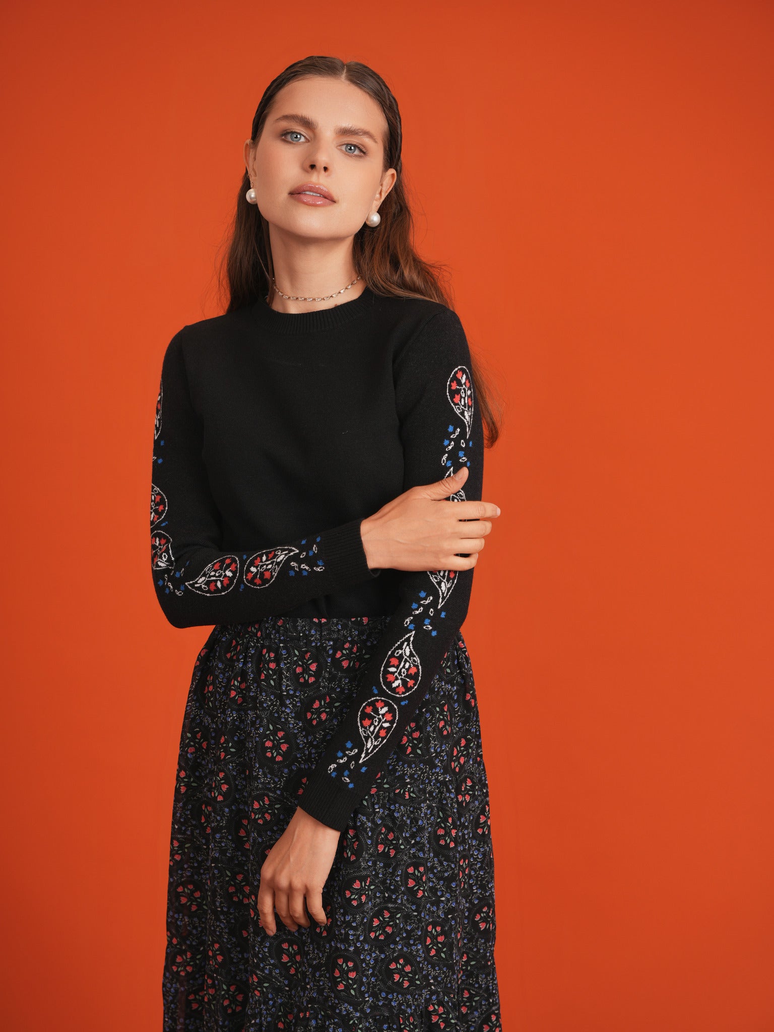 Tiered Floral Chiffon 2 Pc Set in Black by Noni