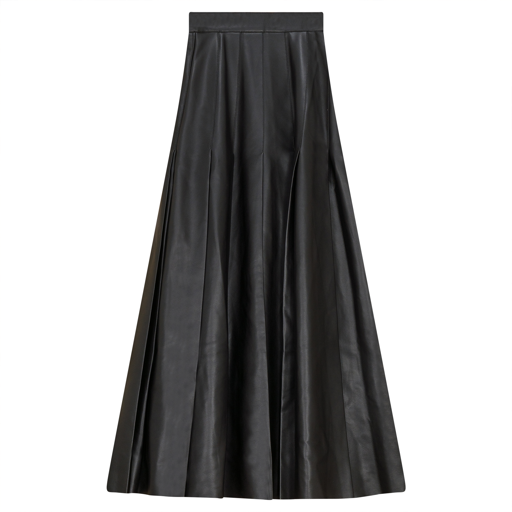 Leather Pleated Midi Skirt in Black by Noni