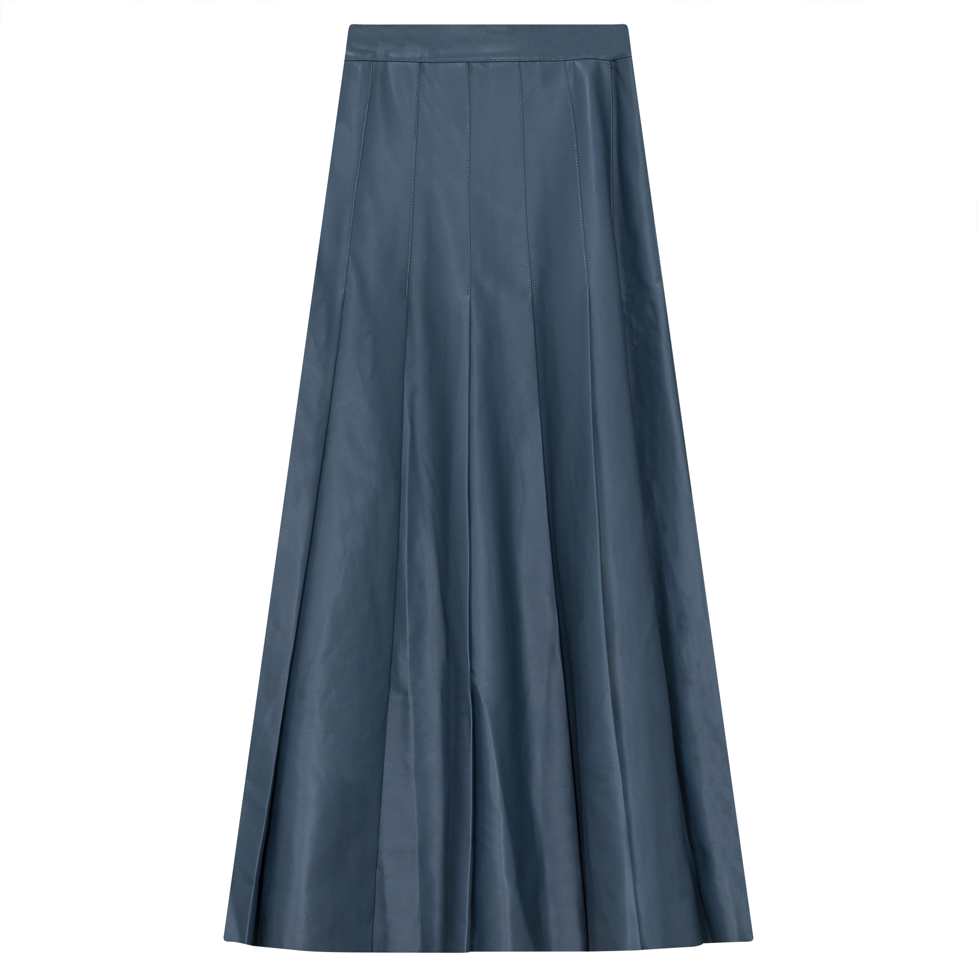 Leather Pleated Midi Skirt in Blue by Noni
