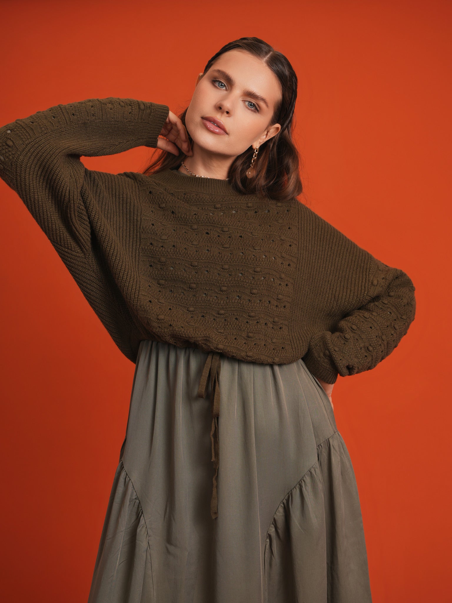 Chunky Loose Sweater in Black by Noni