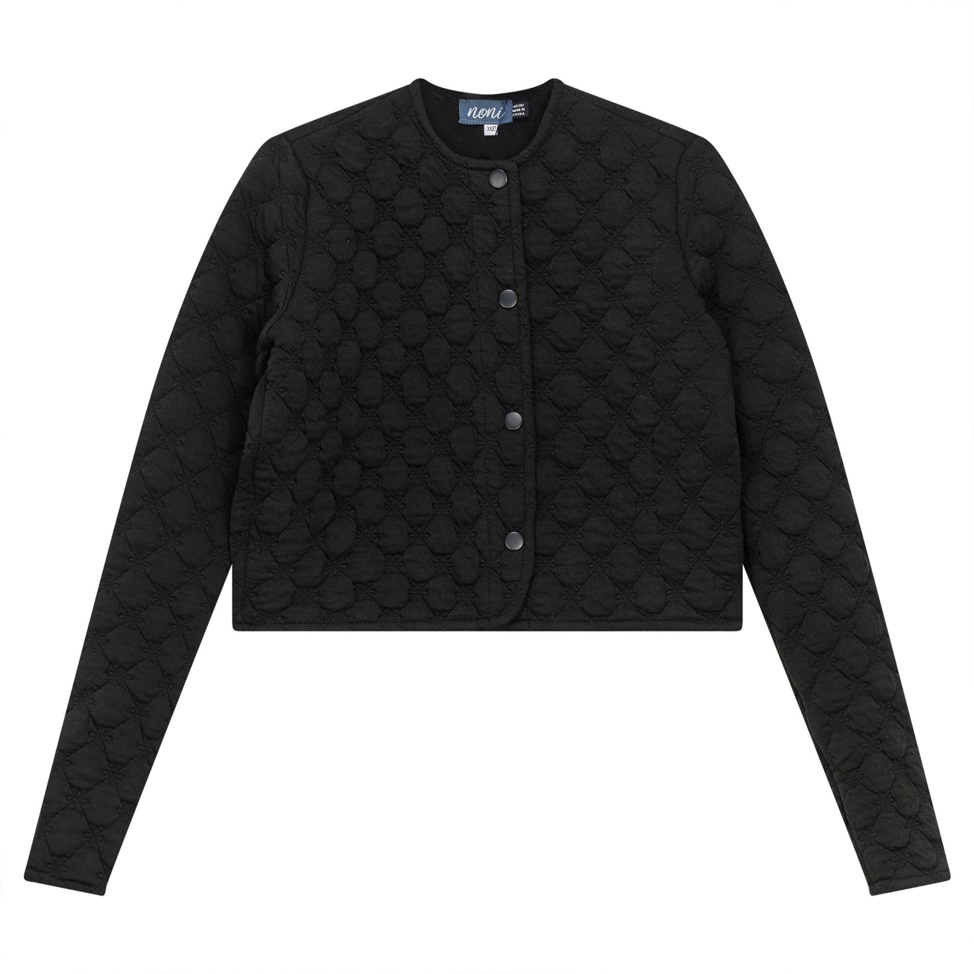 Cropped Quilted Cardigan in Black by Noni