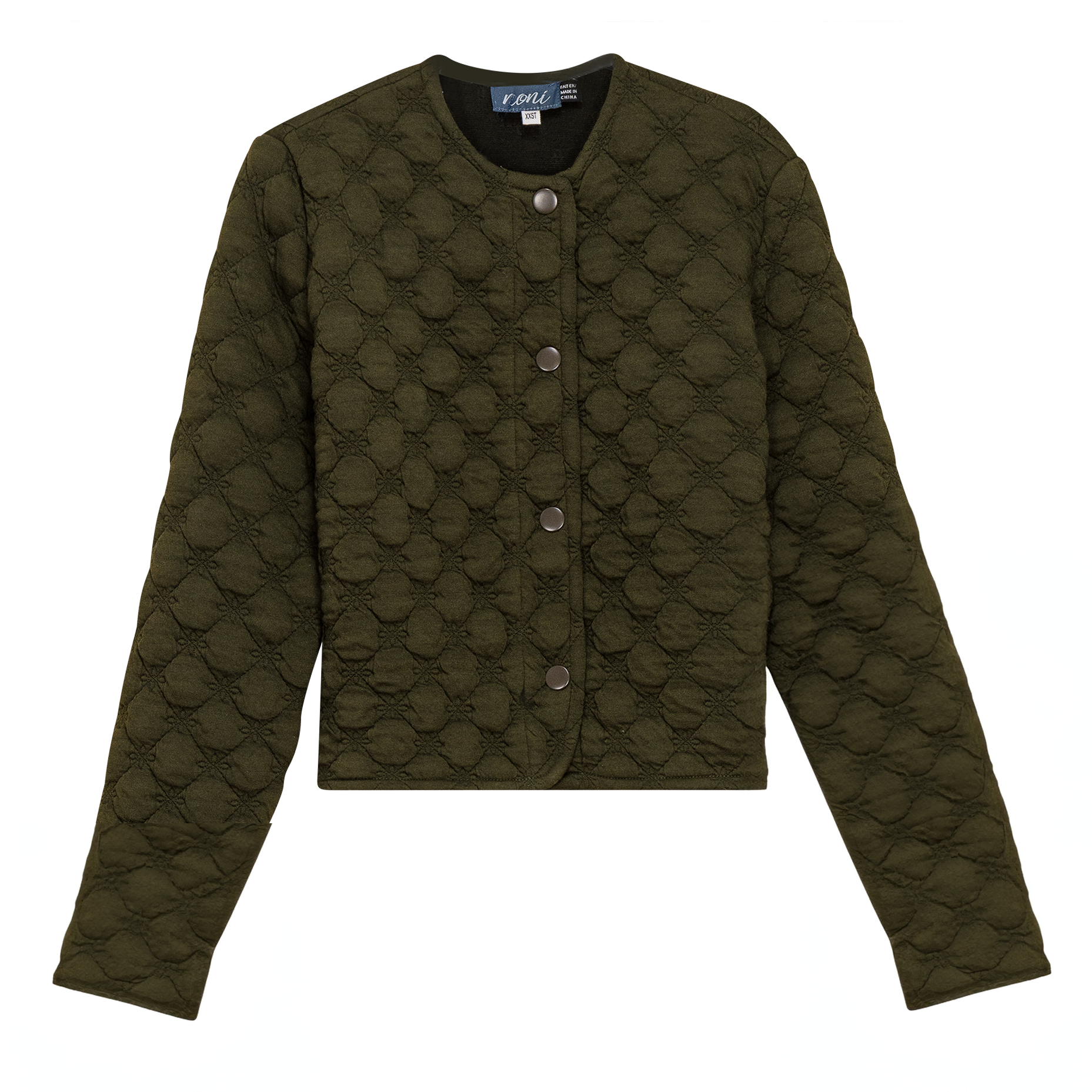 Cropped Quilted Cardigan in Olive by Noni