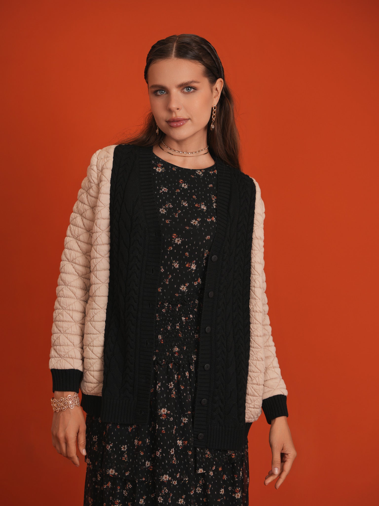 Quilted Knit Cardigan in by Unclear