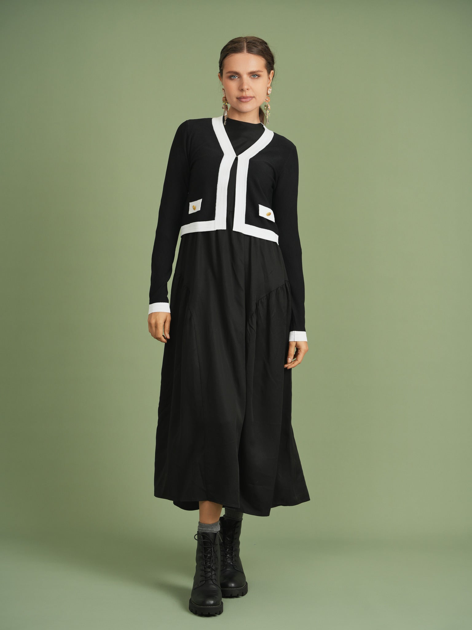 Midi Woven Dress in Olive by Noni