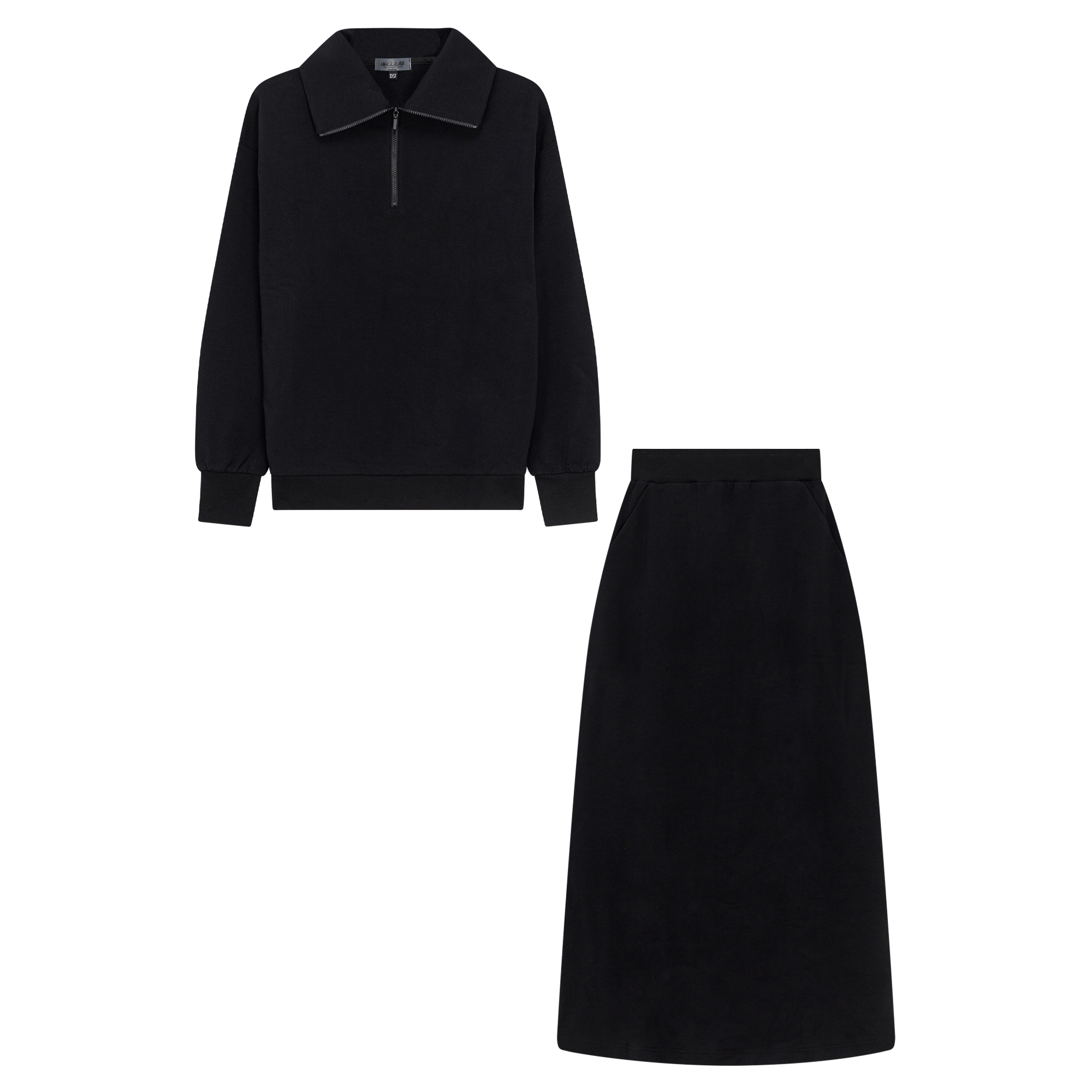 French Fleece 2Pc Set in Black by Unclear