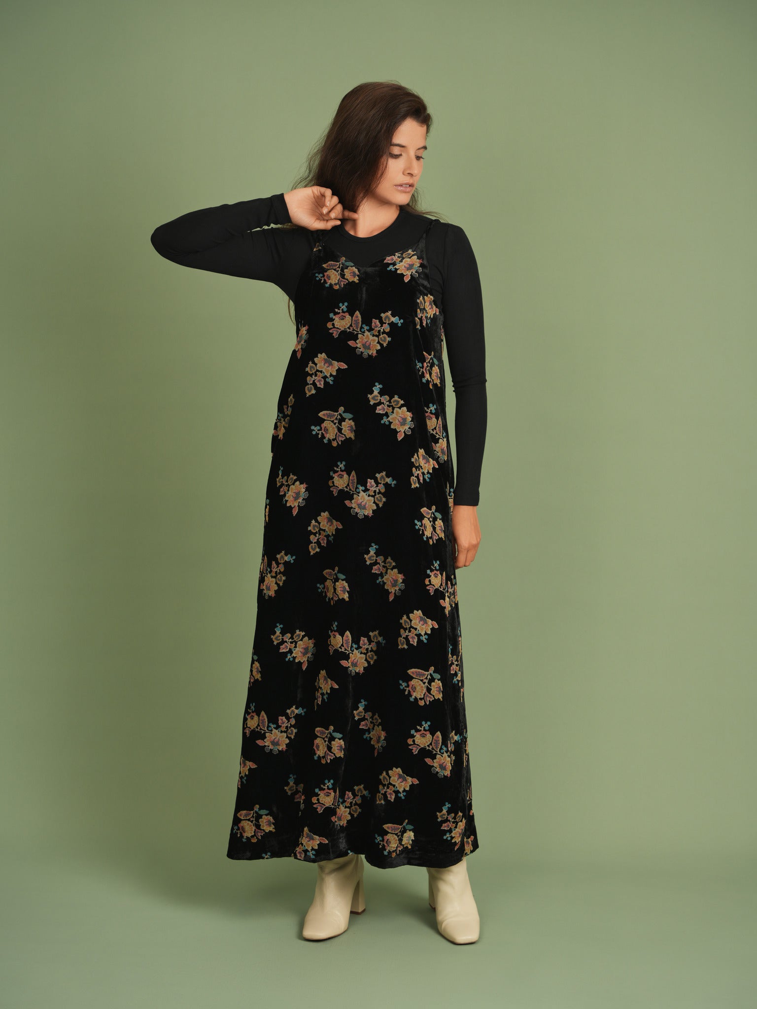Velvet Floral Jumper in by Noni