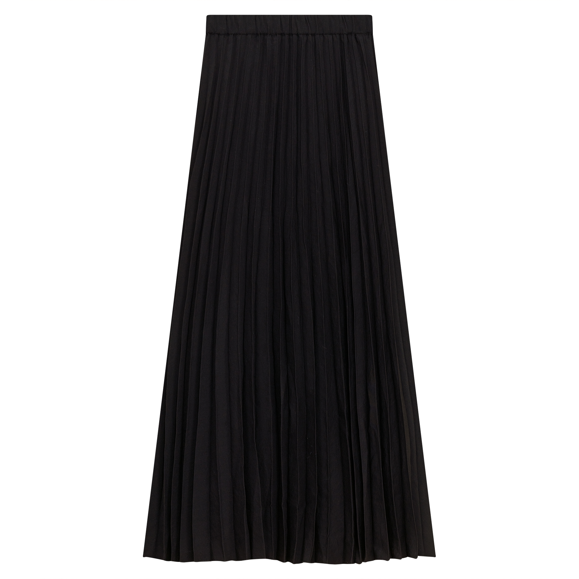 Sunburst Pleated Midi Skirt in Black by Noni