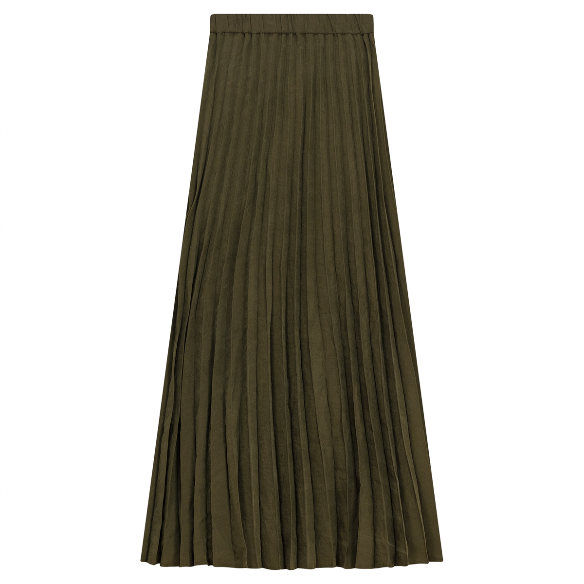 Sunburst Pleated Midi Skirt in Olive by Noni