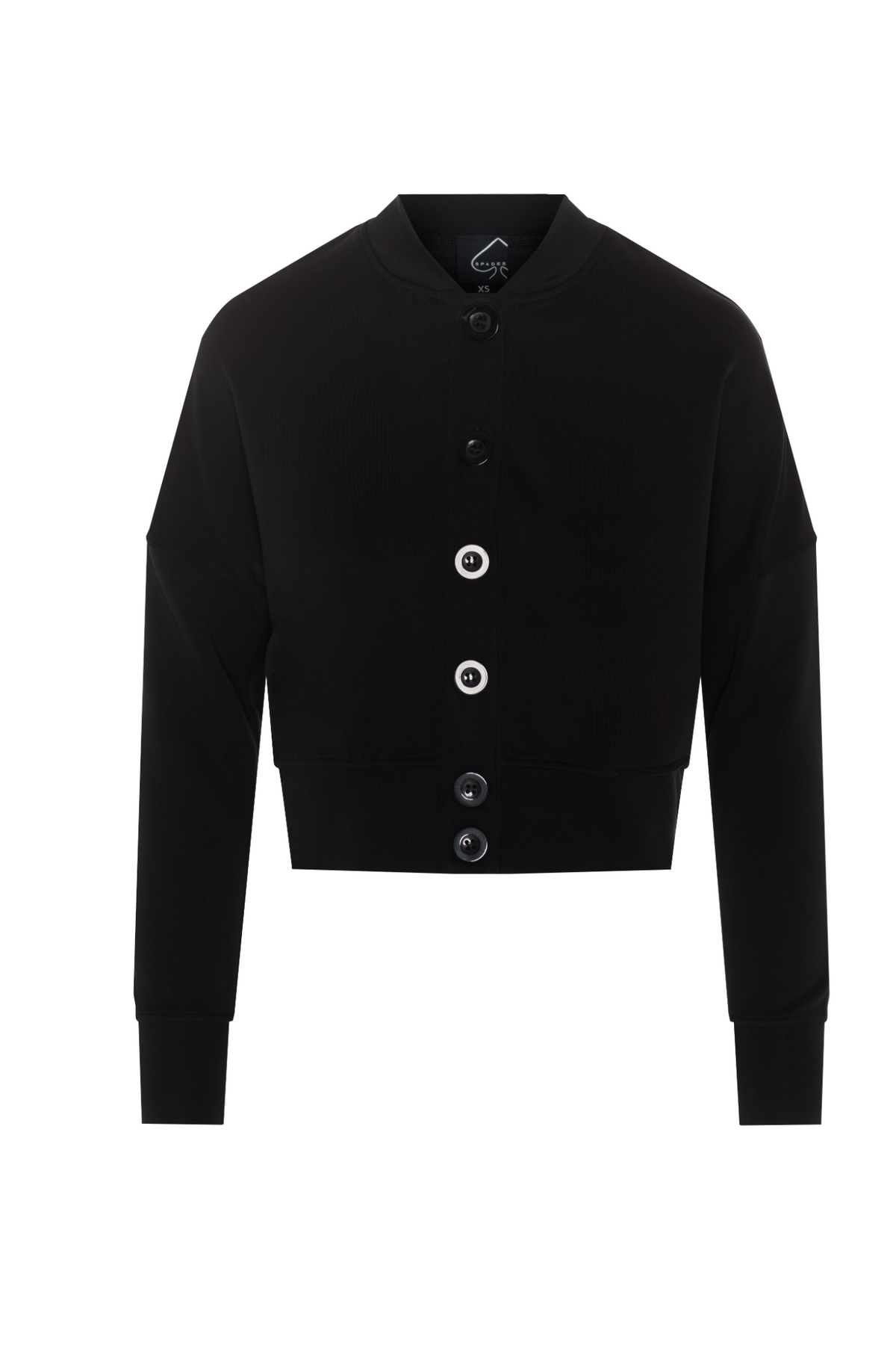 Cropped Sweatshirt Cardigan in Black by Spades