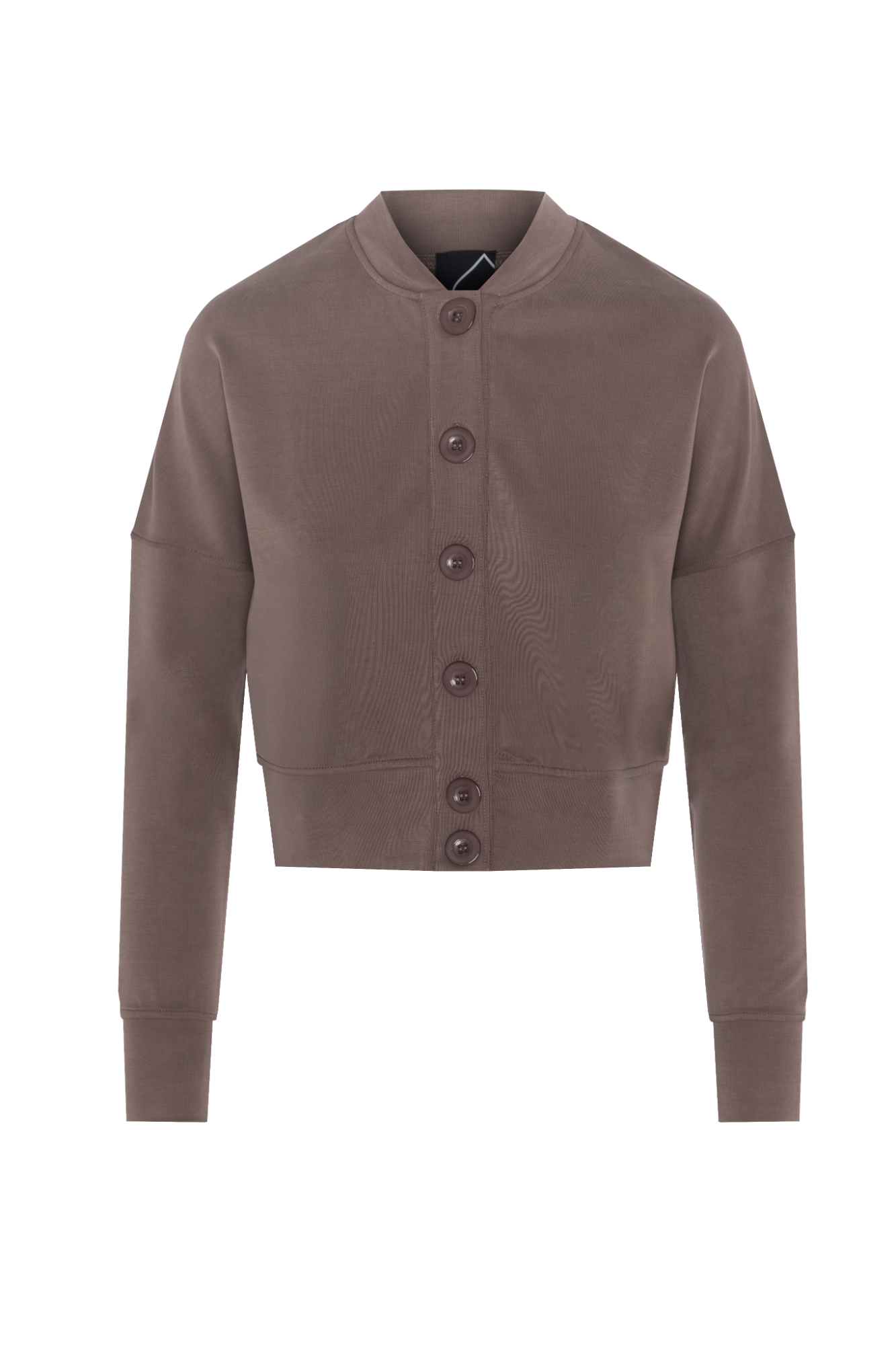 Cropped Sweatshirt Cardigan in Mocha by Spades