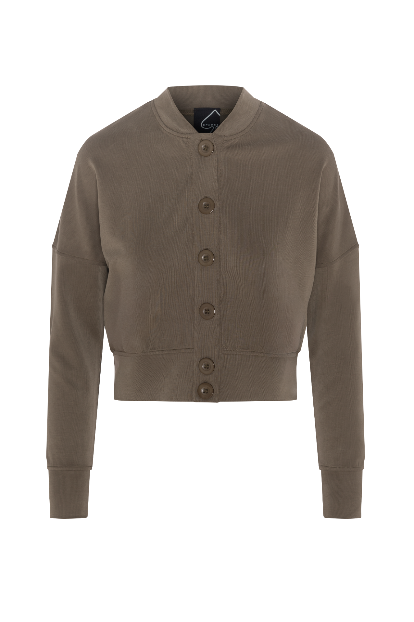 Cropped Sweatshirt Cardigan in Olive by Spades
