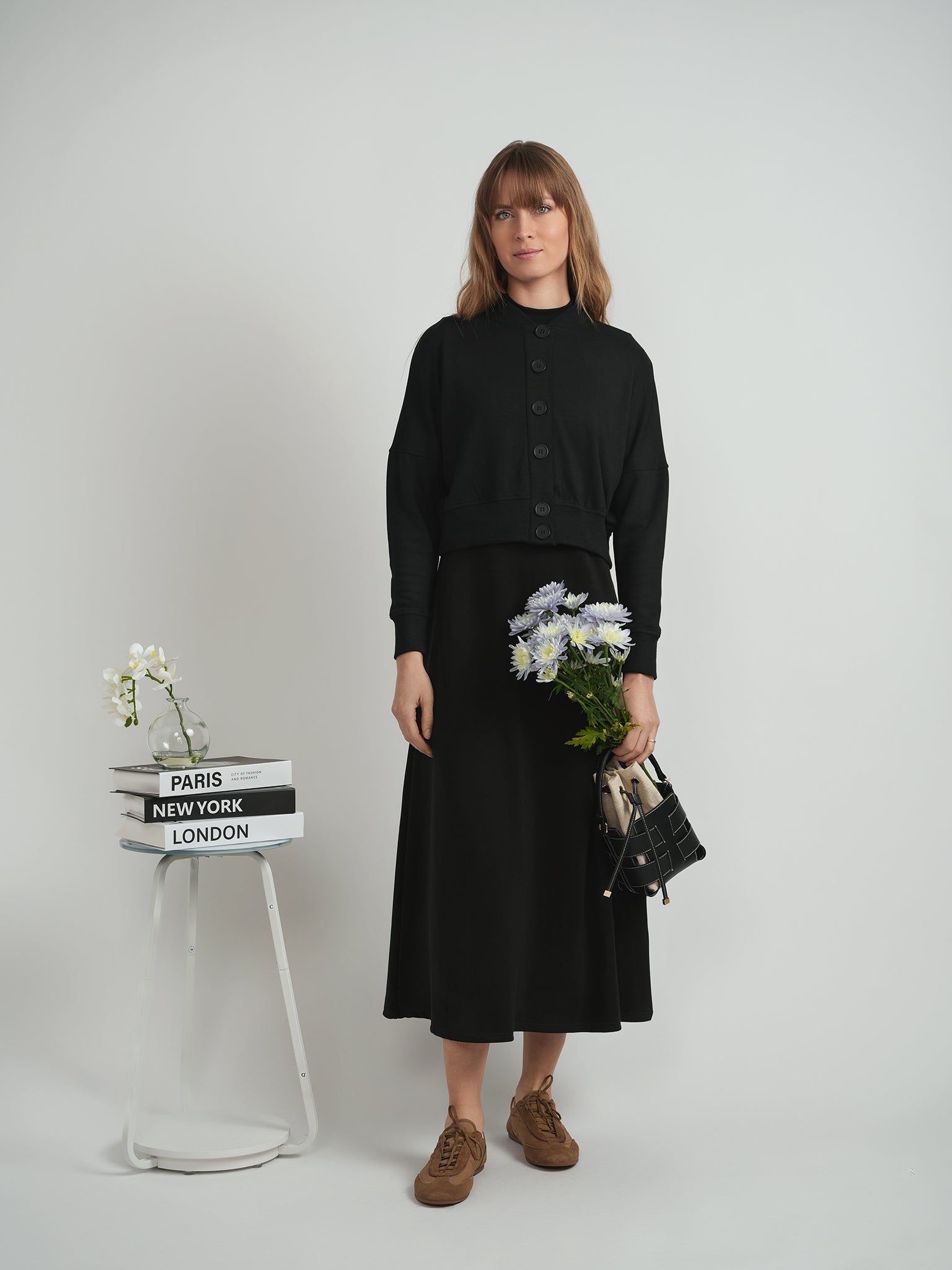 Cropped Sweatshirt Cardigan in by Spades