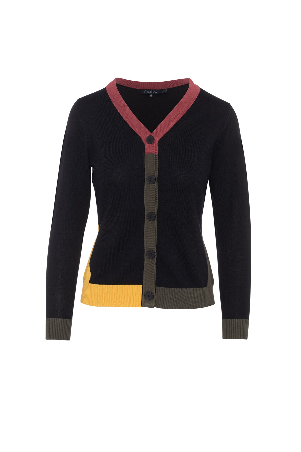 Color Blocked Cardigan in Black by MiuMax
