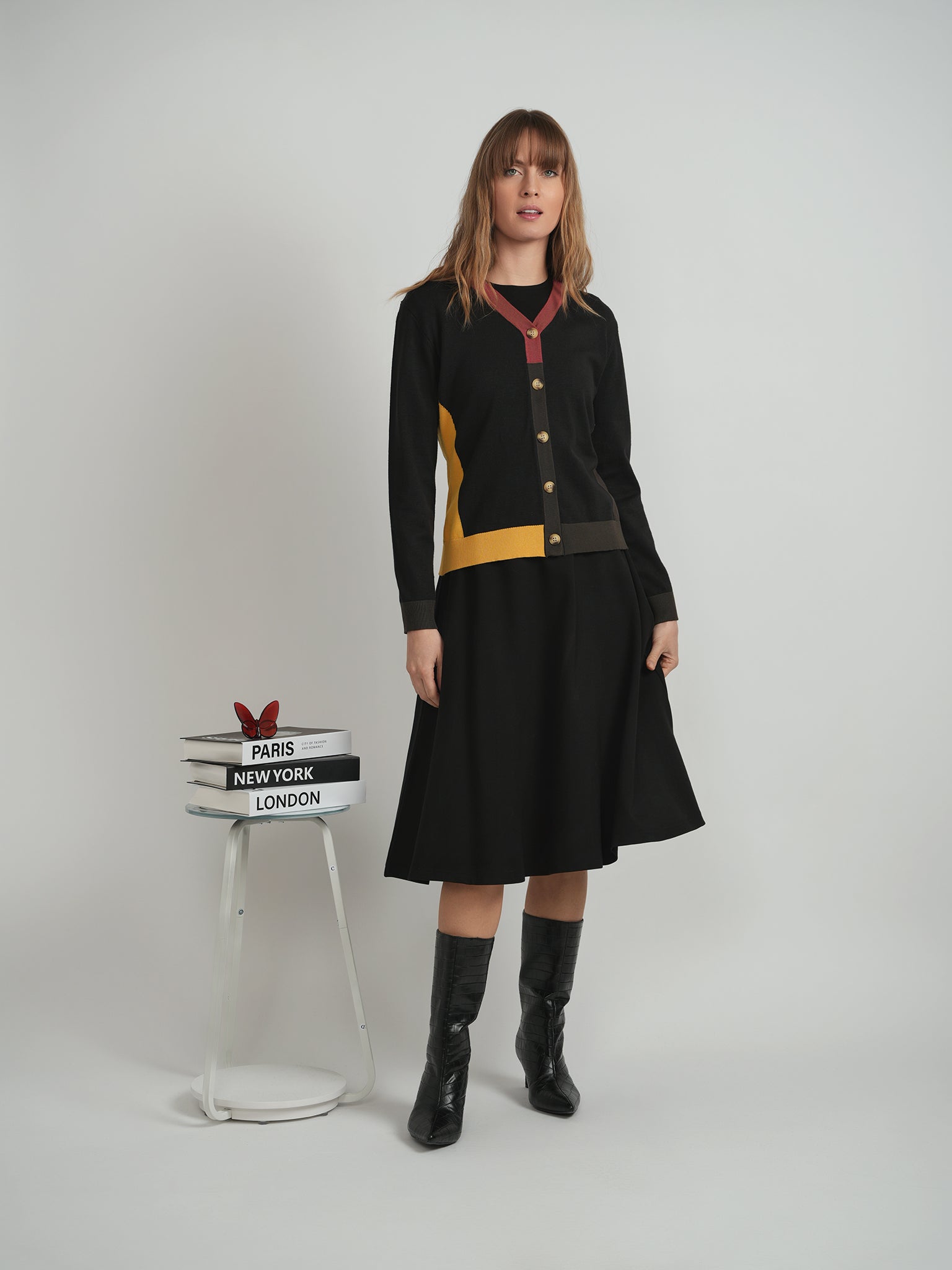 Color Blocked Cardigan in by MiuMax