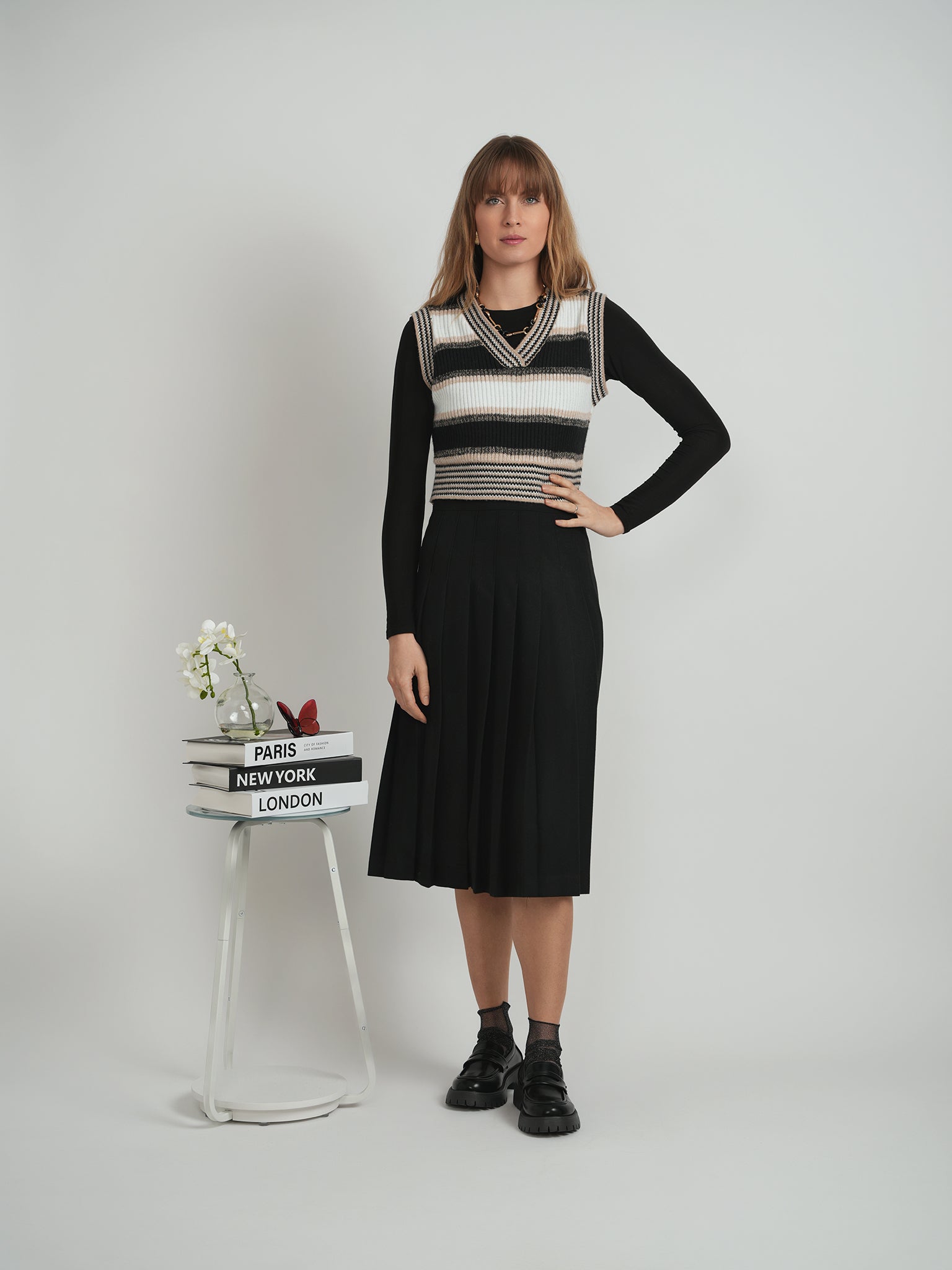 Striped Knit Vest in by Club Malibu