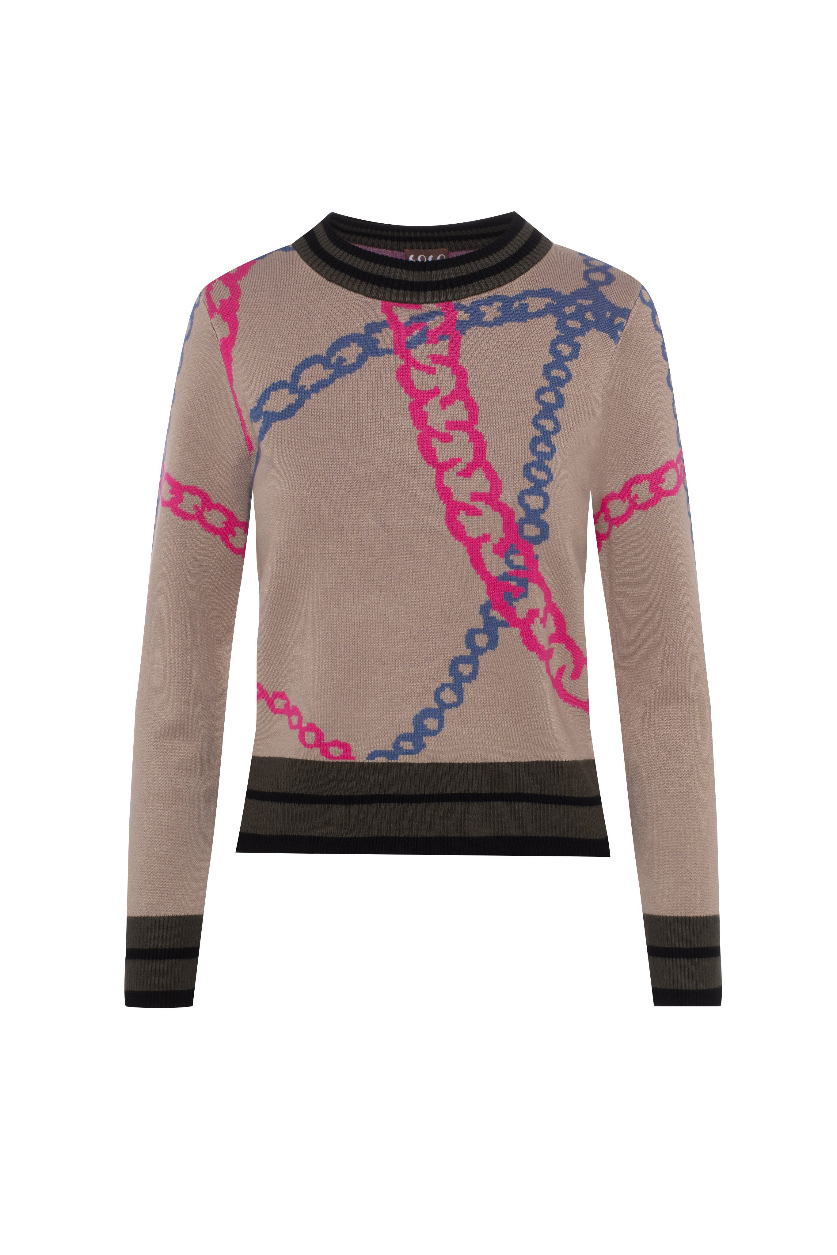 Printed knit Chain Sweater in Oatmeal by Coco