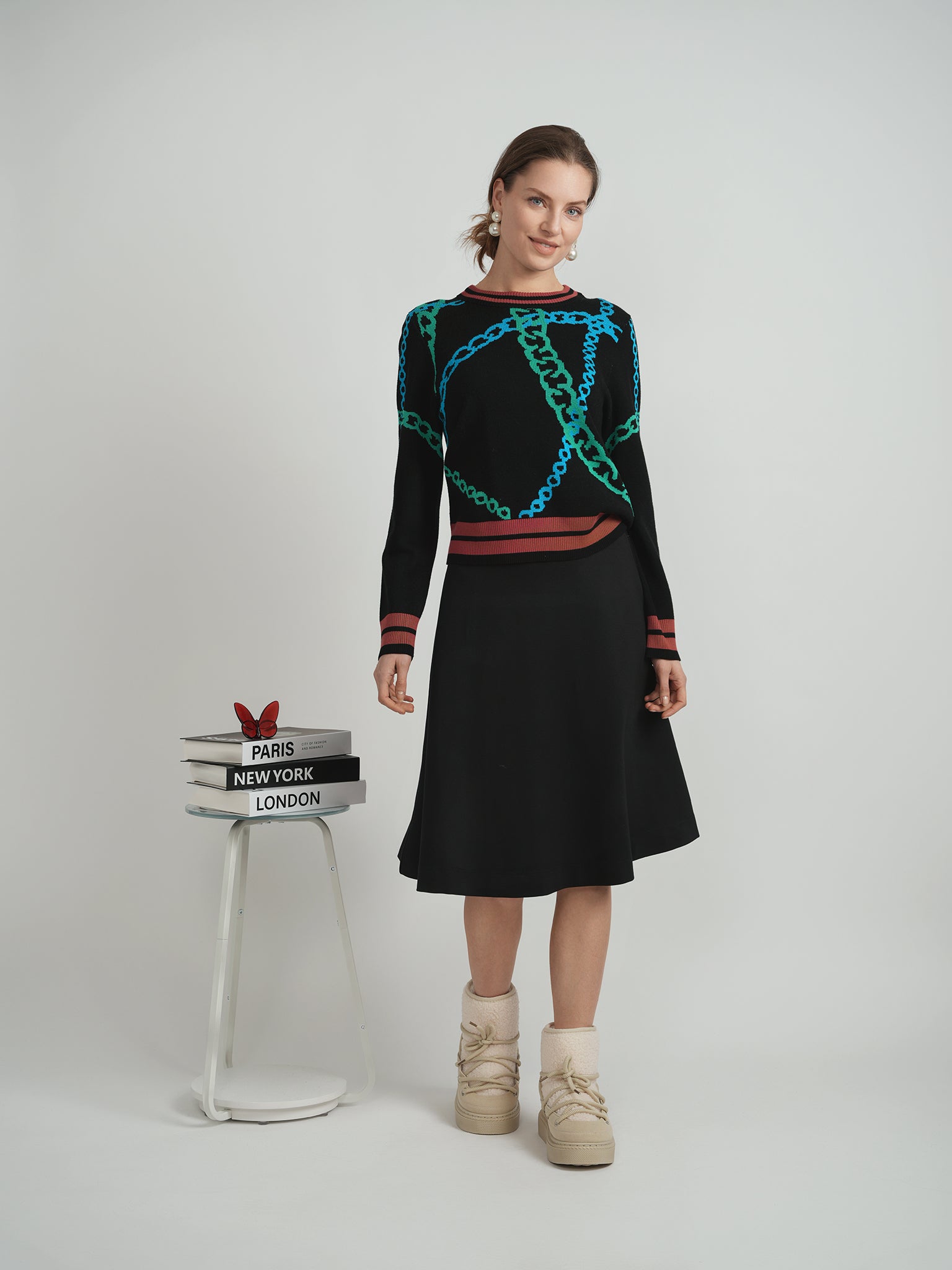 Printed knit Chain Sweater in by Coco