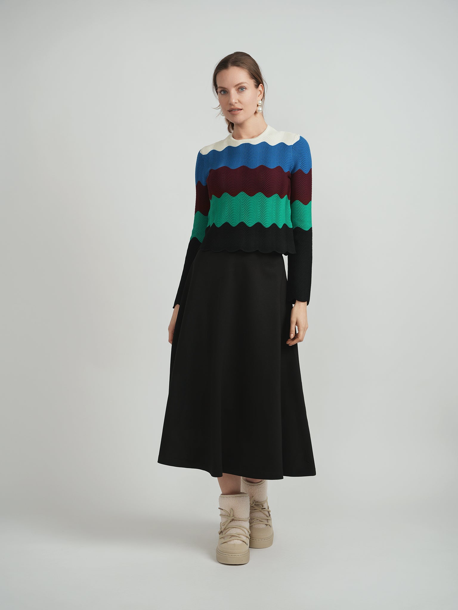 Crochet Color Blocked Cardigan in by Mademoiselle