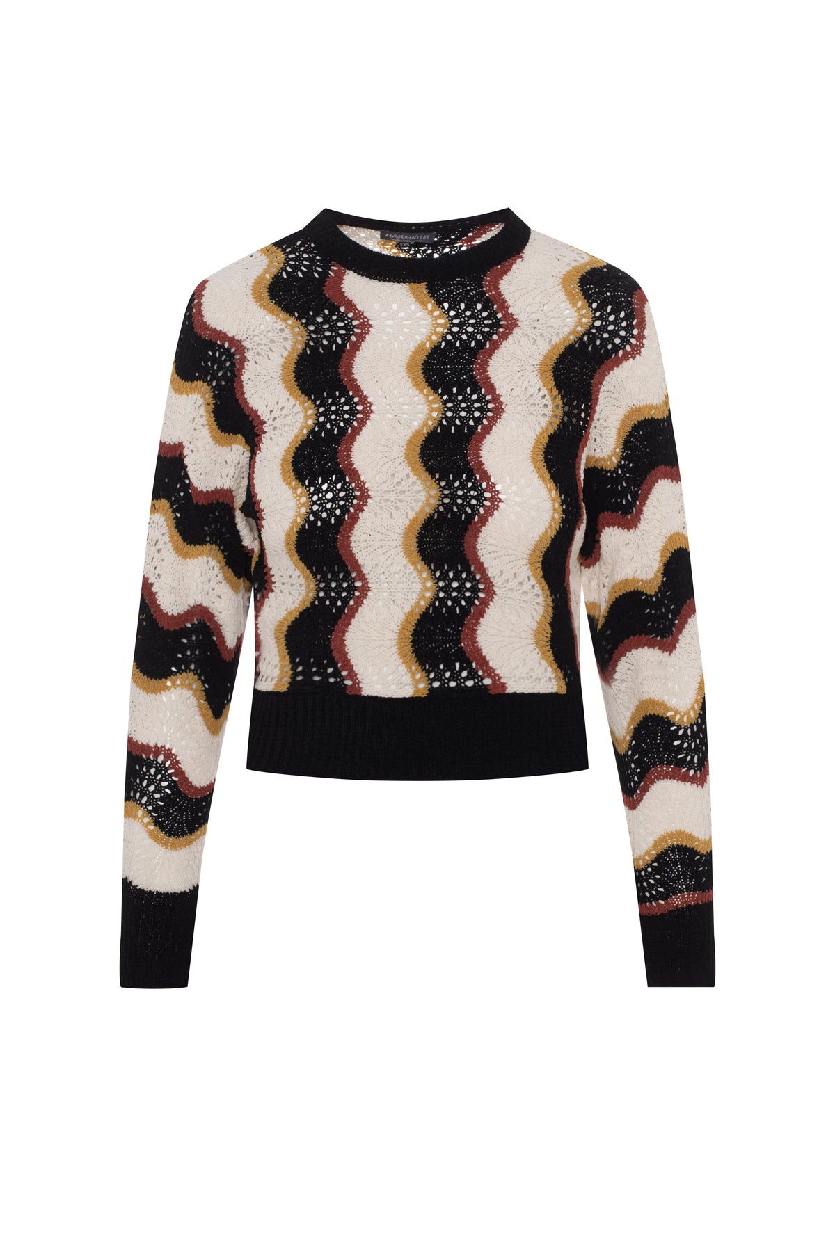 Crochet Vertical Chevron Knit Top in Multi by Mademoiselle