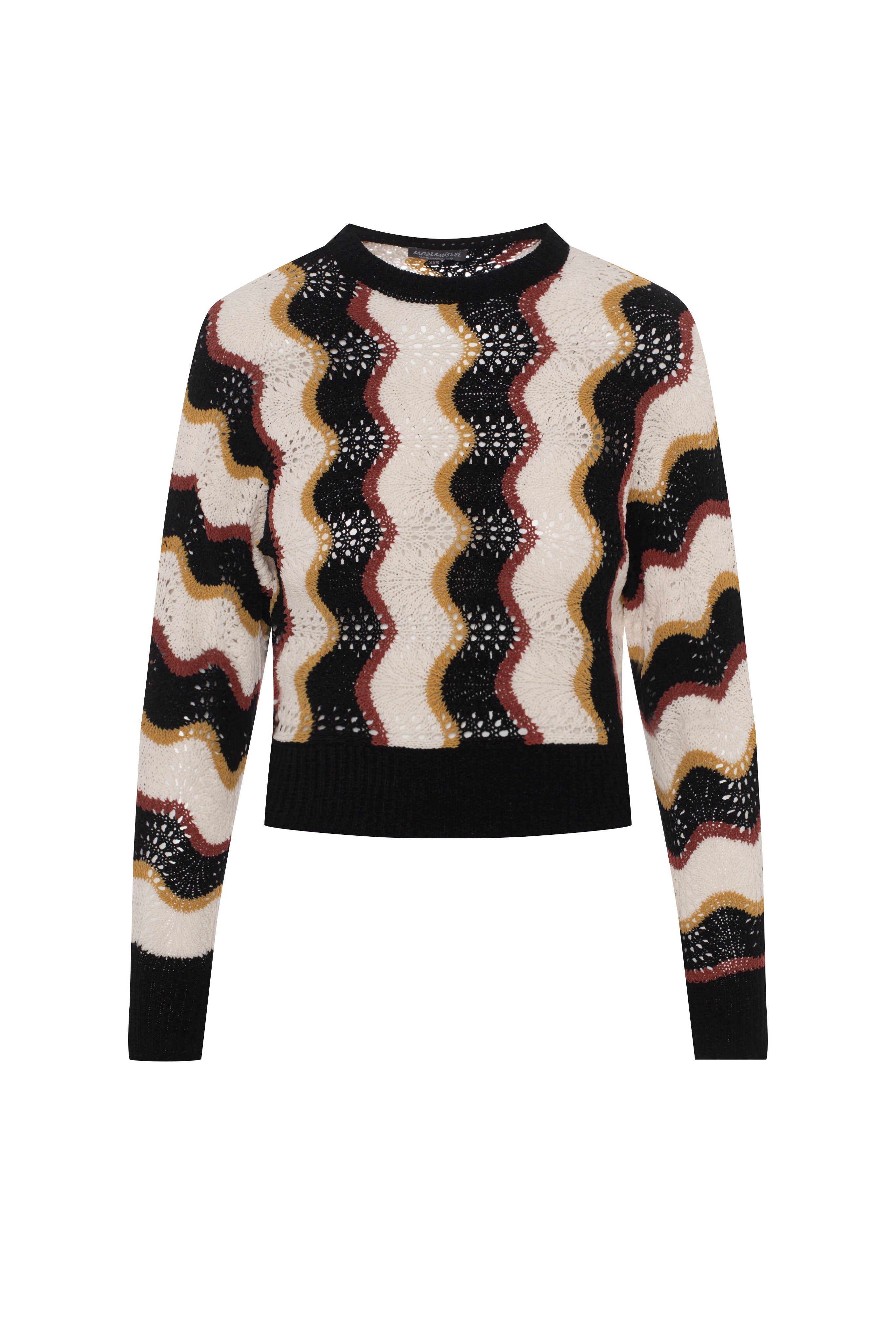 Crochet Vertical Chevron Knit Top in Multi by Mademoiselle