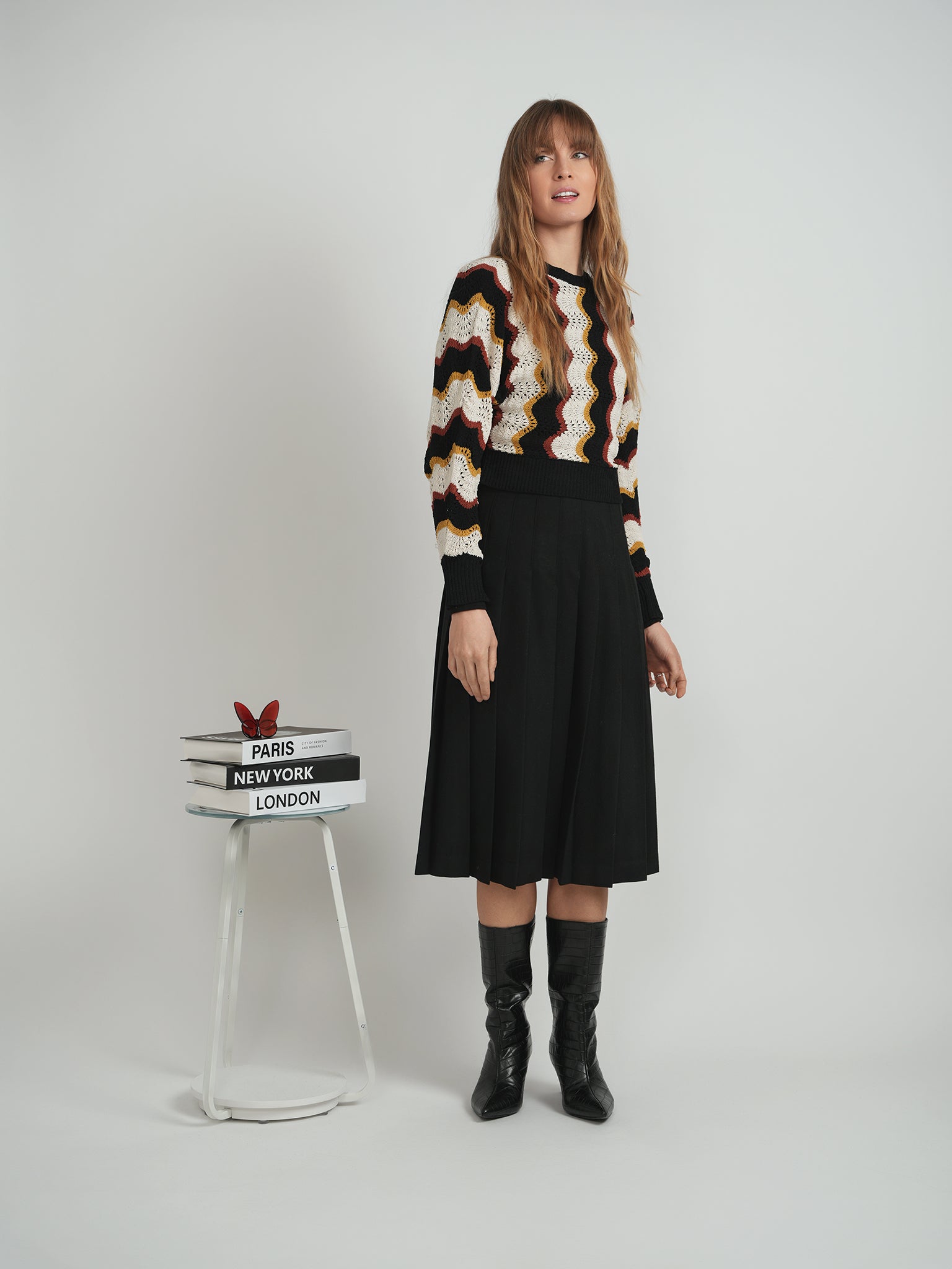 Crochet Vertical Chevron Knit Top in by Mademoiselle