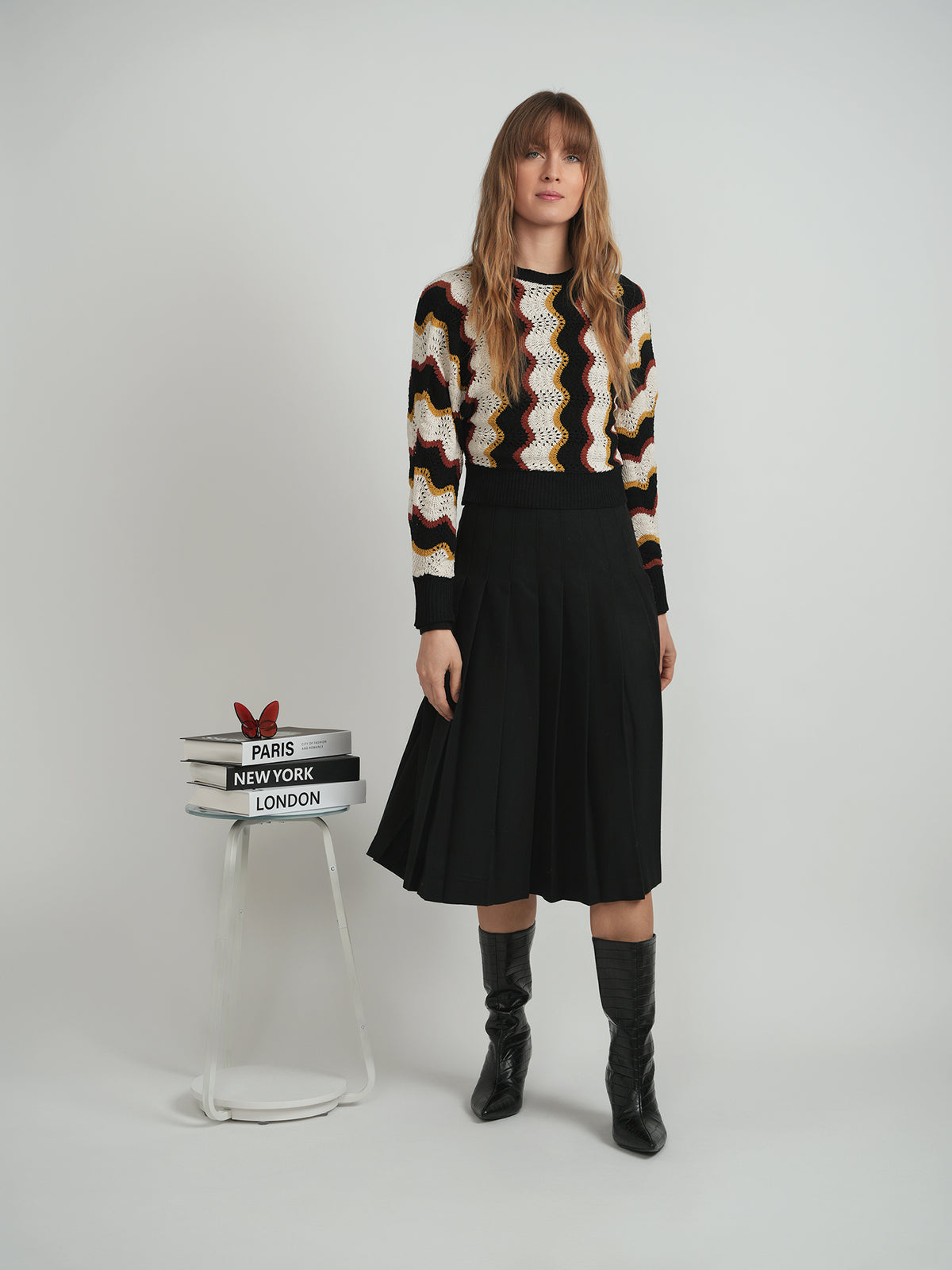 Crochet Vertical Chevron Knit Top in by Mademoiselle