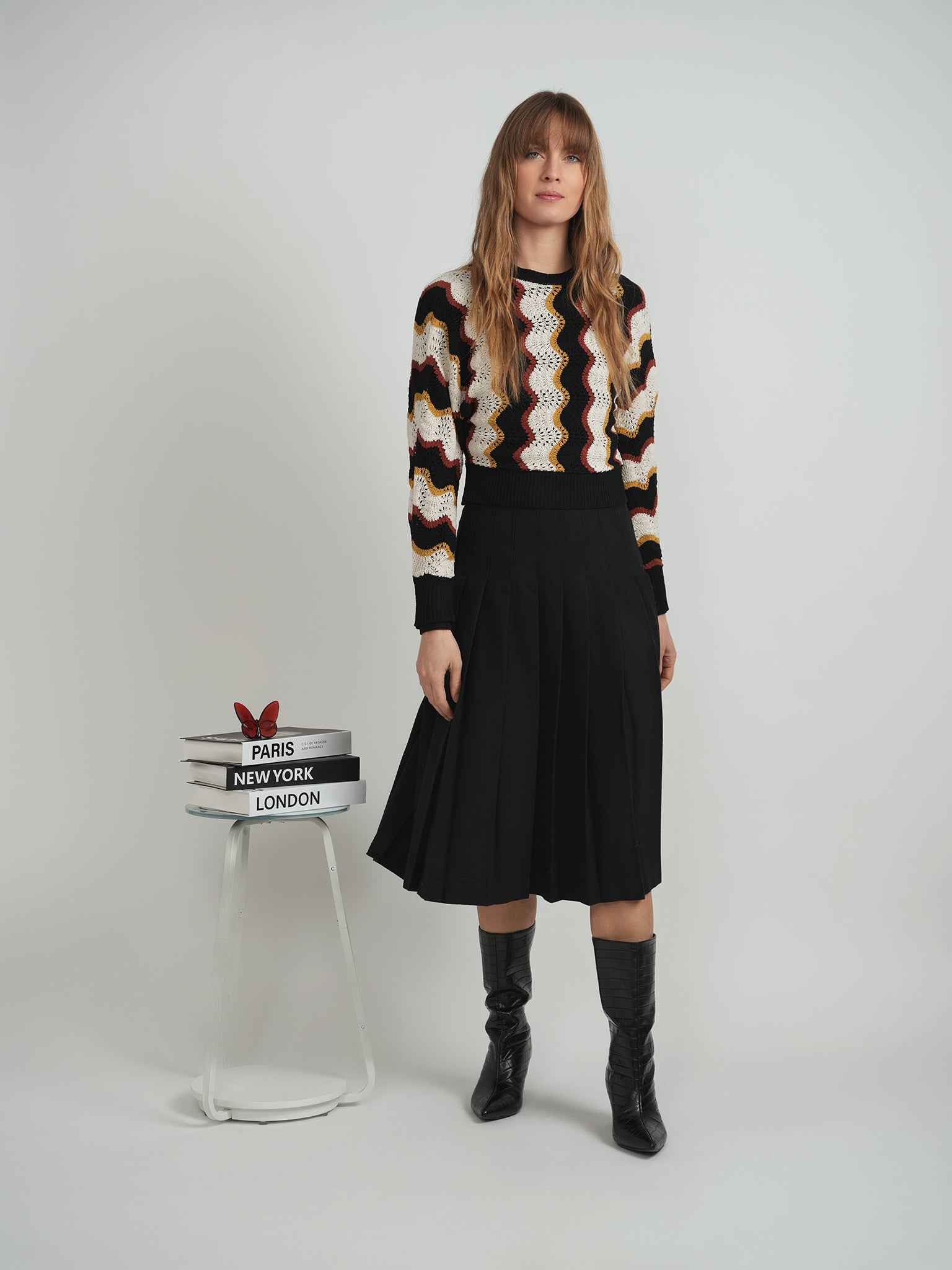 Crochet Vertical Chevron Knit Top in by Mademoiselle