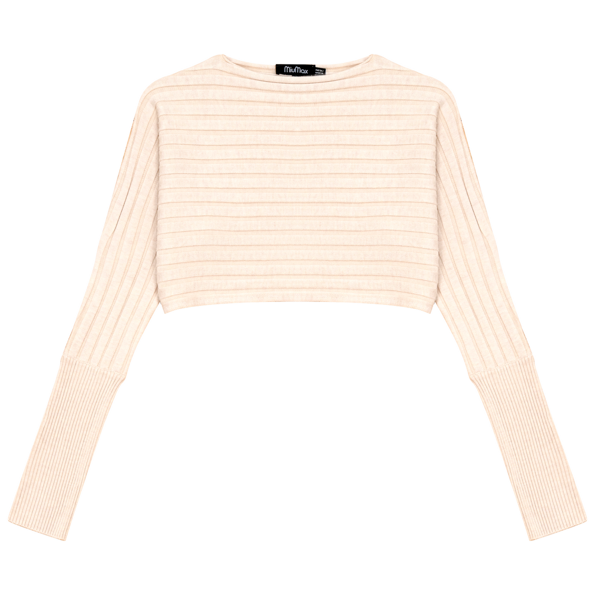 Croppped Knit Sweater in Cream by MiuMax