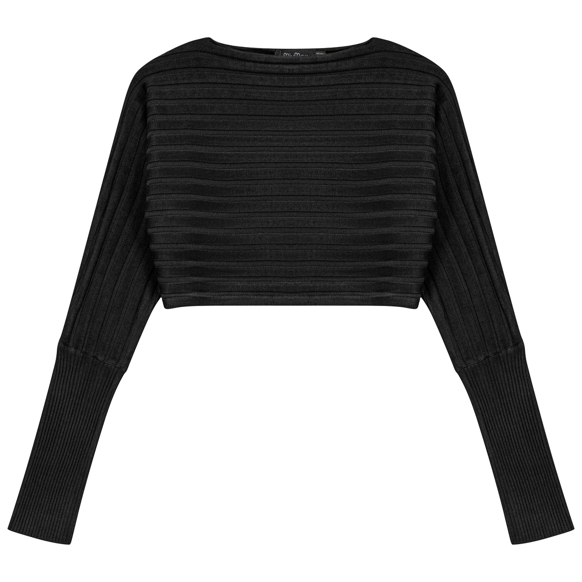 Croppped Knit Sweater in Black by MiuMax