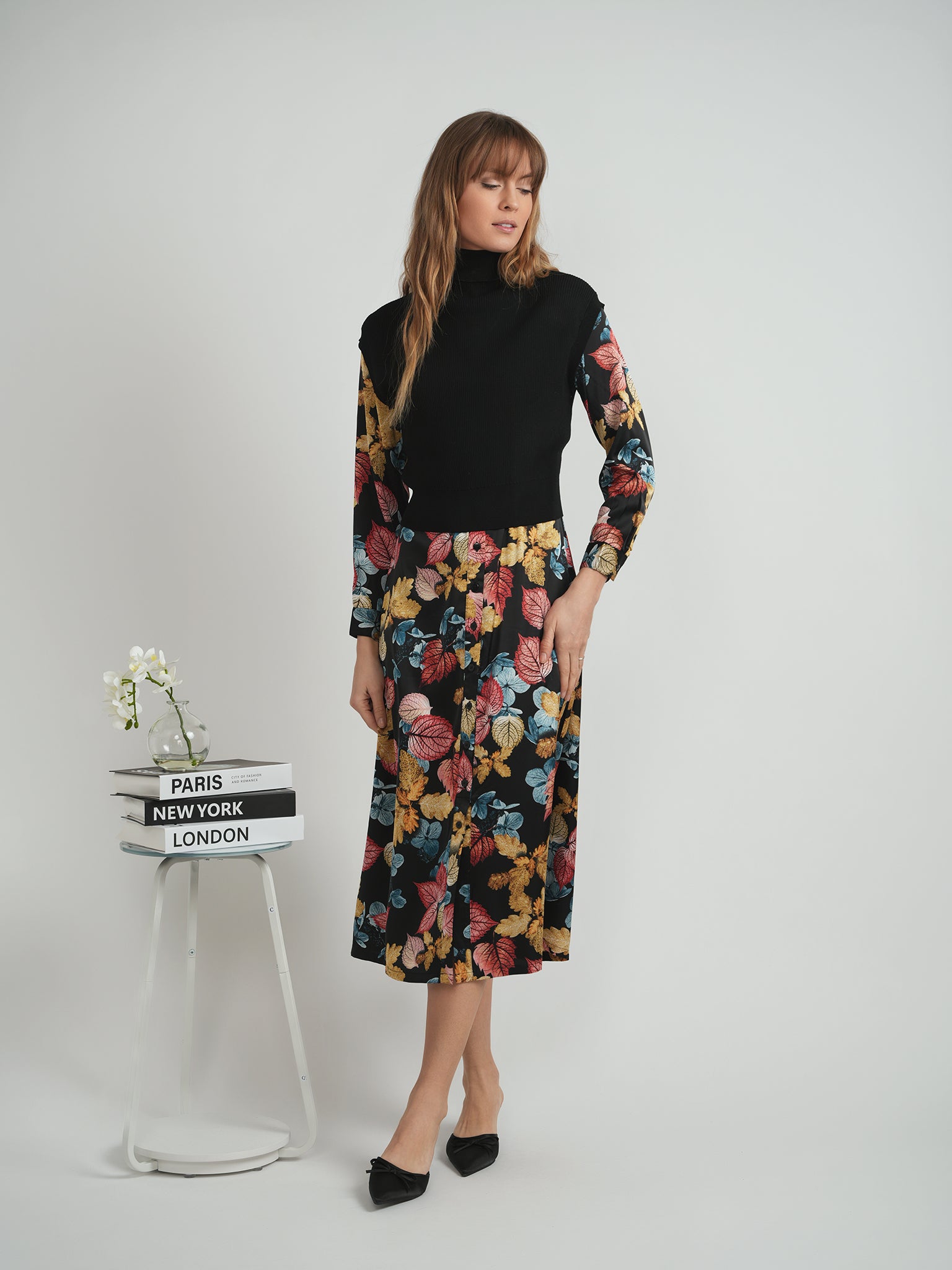 Turtle Neck Ribbed Knit Vest in by QEW