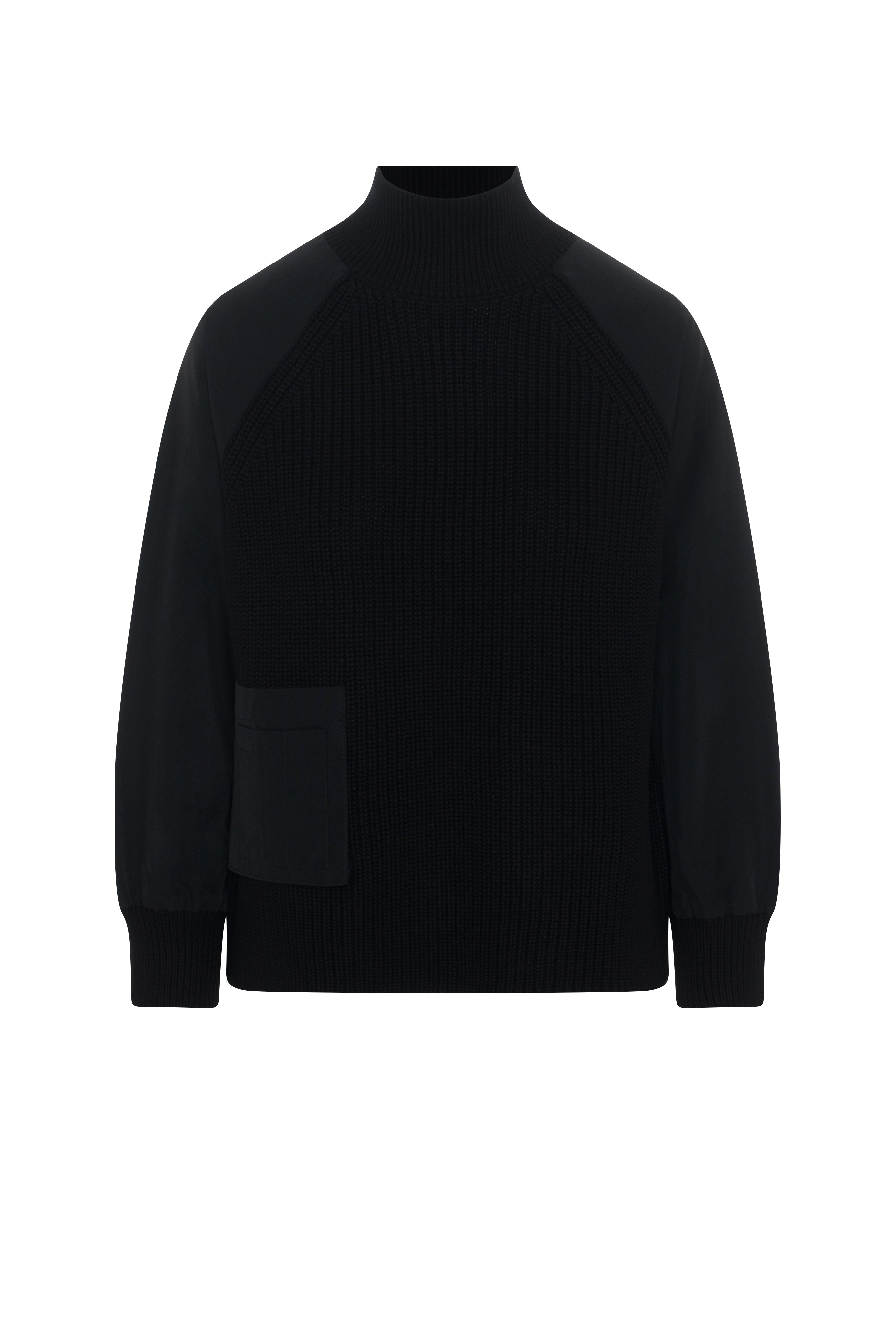 High Neck Raglan Sweater in Black by Hashtag