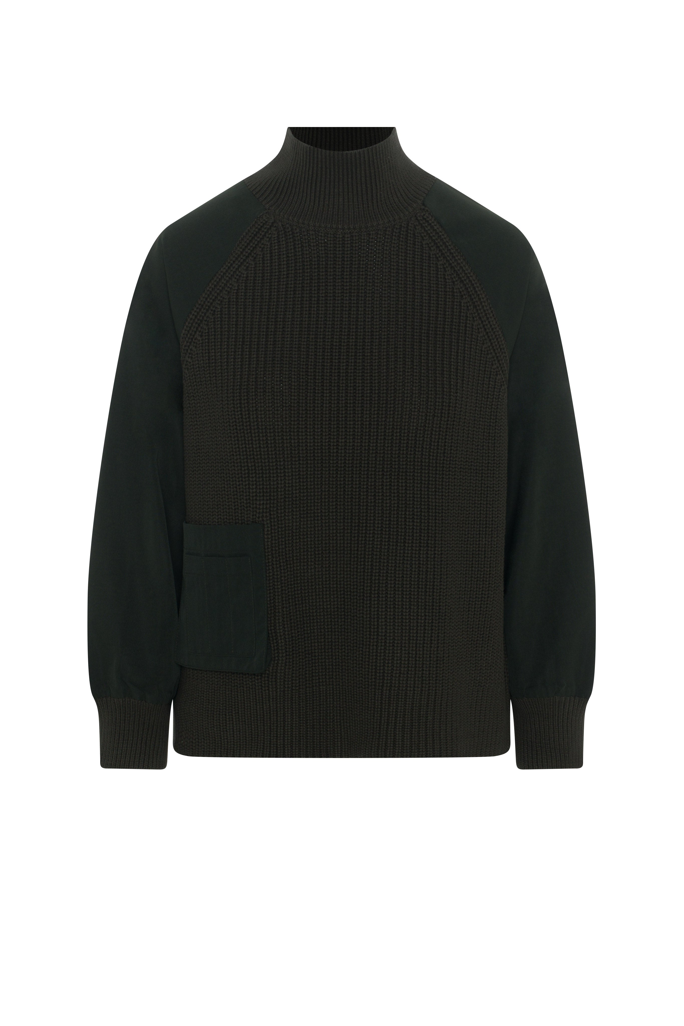 High Neck Raglan Sweater in Olive by Hashtag