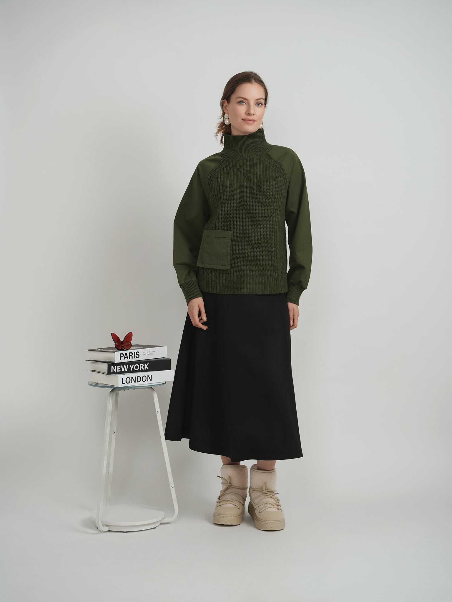 High Neck Raglan Sweater in by Hashtag