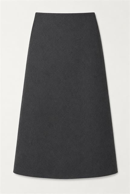 Cool Wool Midi A Line Strap Skirt in Charcoal by Faves