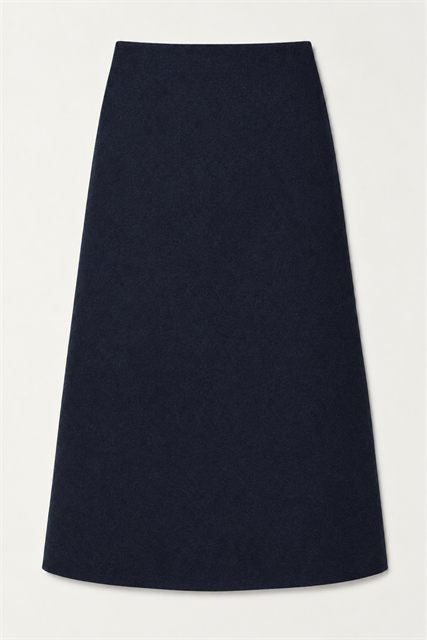 Cool Wool Midi A Line Strap Skirt in Navy by Faves