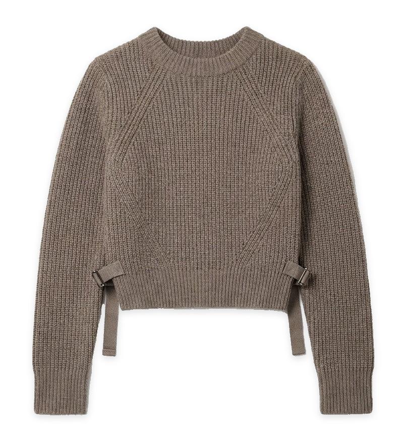 Cropped Belt Sweater in Chestnut by MiuMax