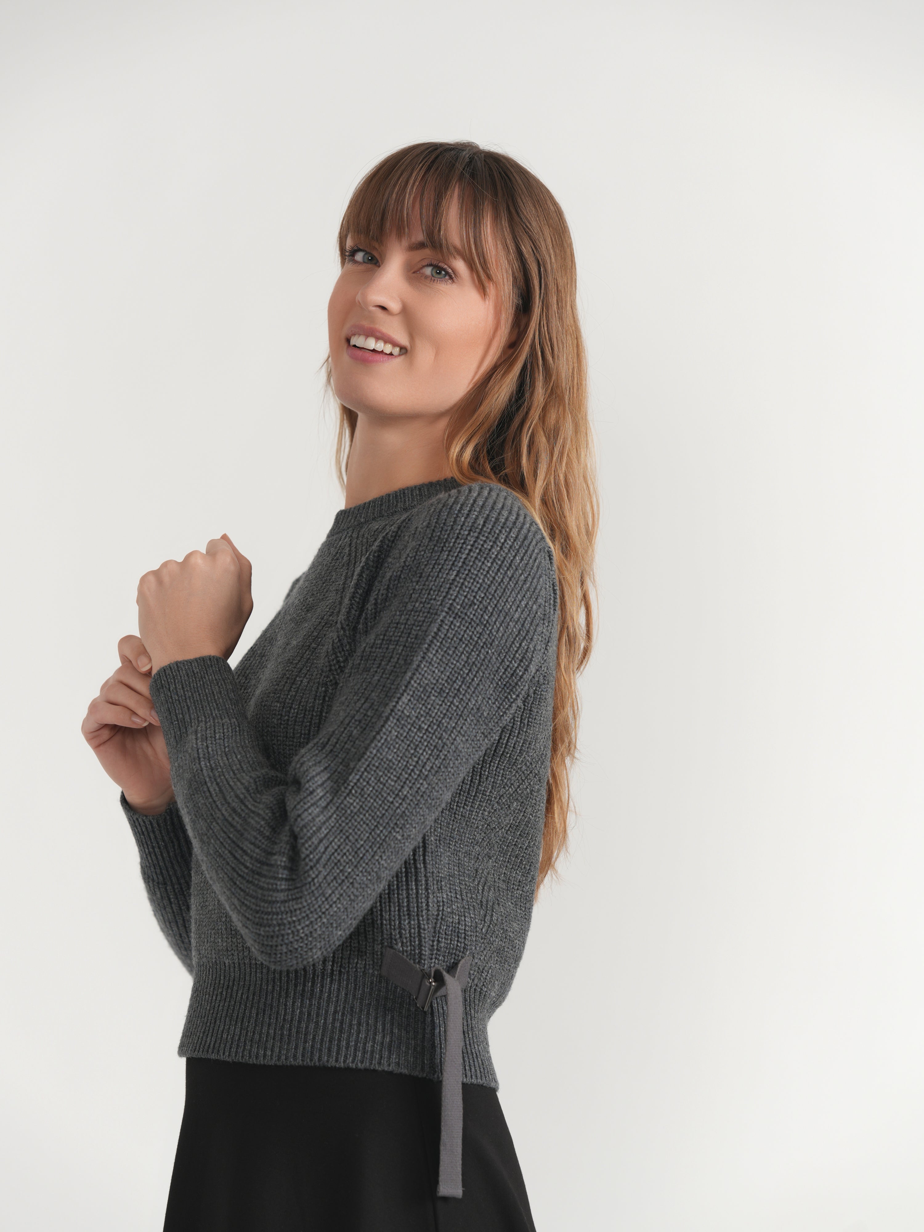 Cropped Belt Sweater in by MiuMax
