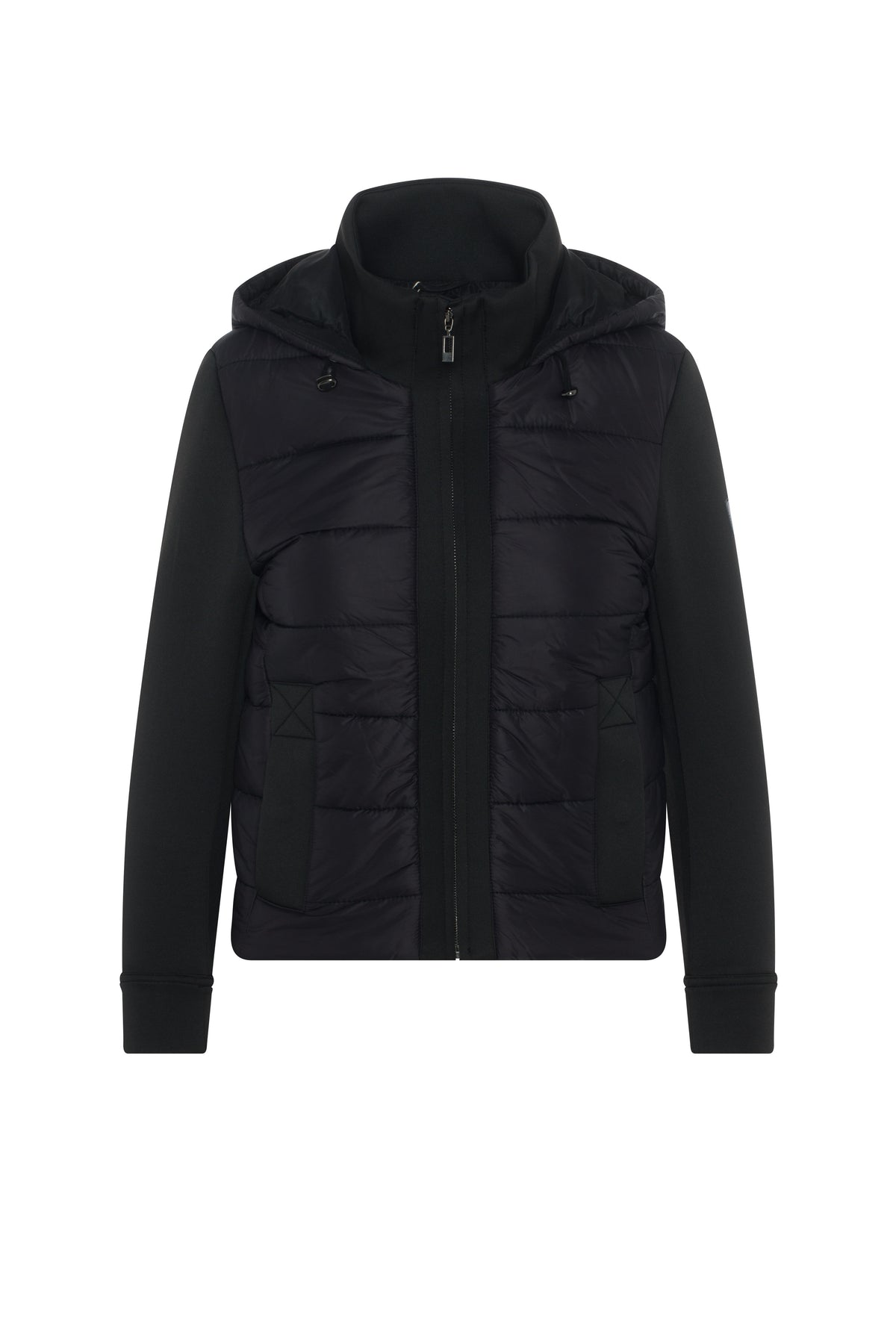 Quilted Combo Bomber Jacket in Black by Juli