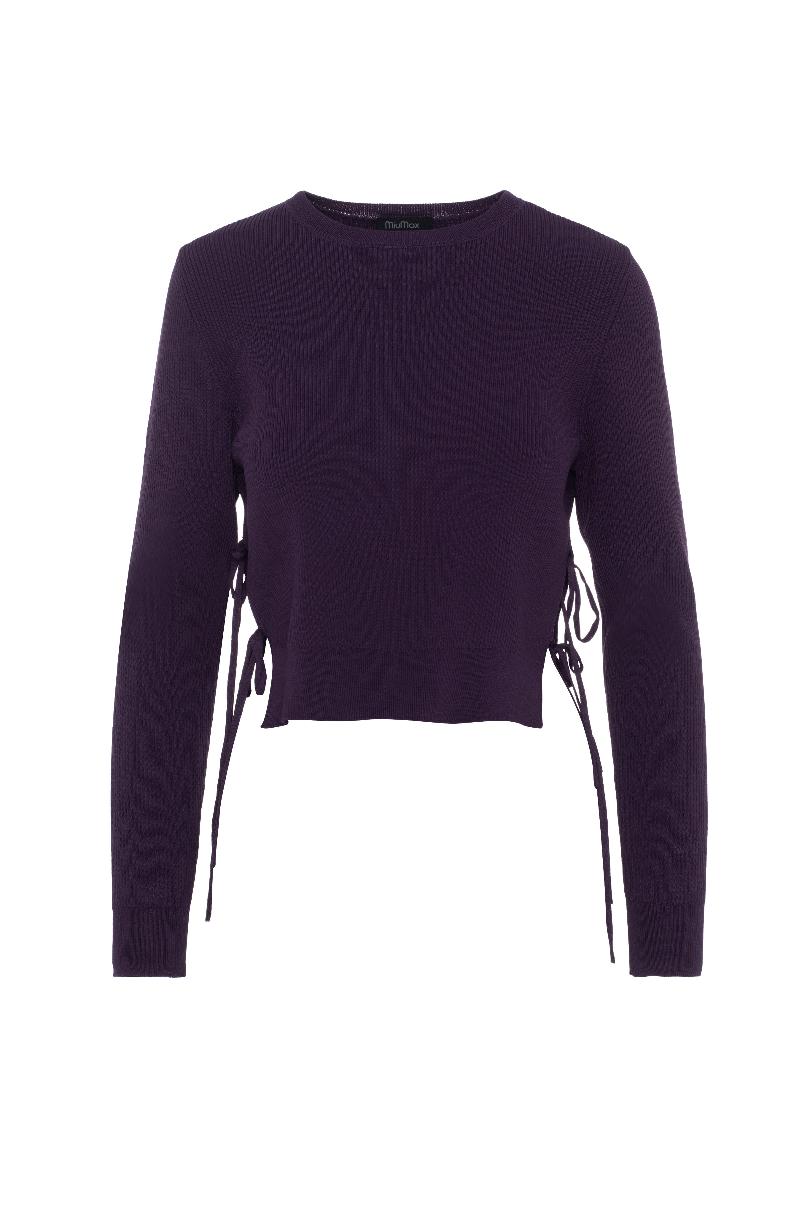 Cropped Double Tie Sweater in Plum by MiuMax