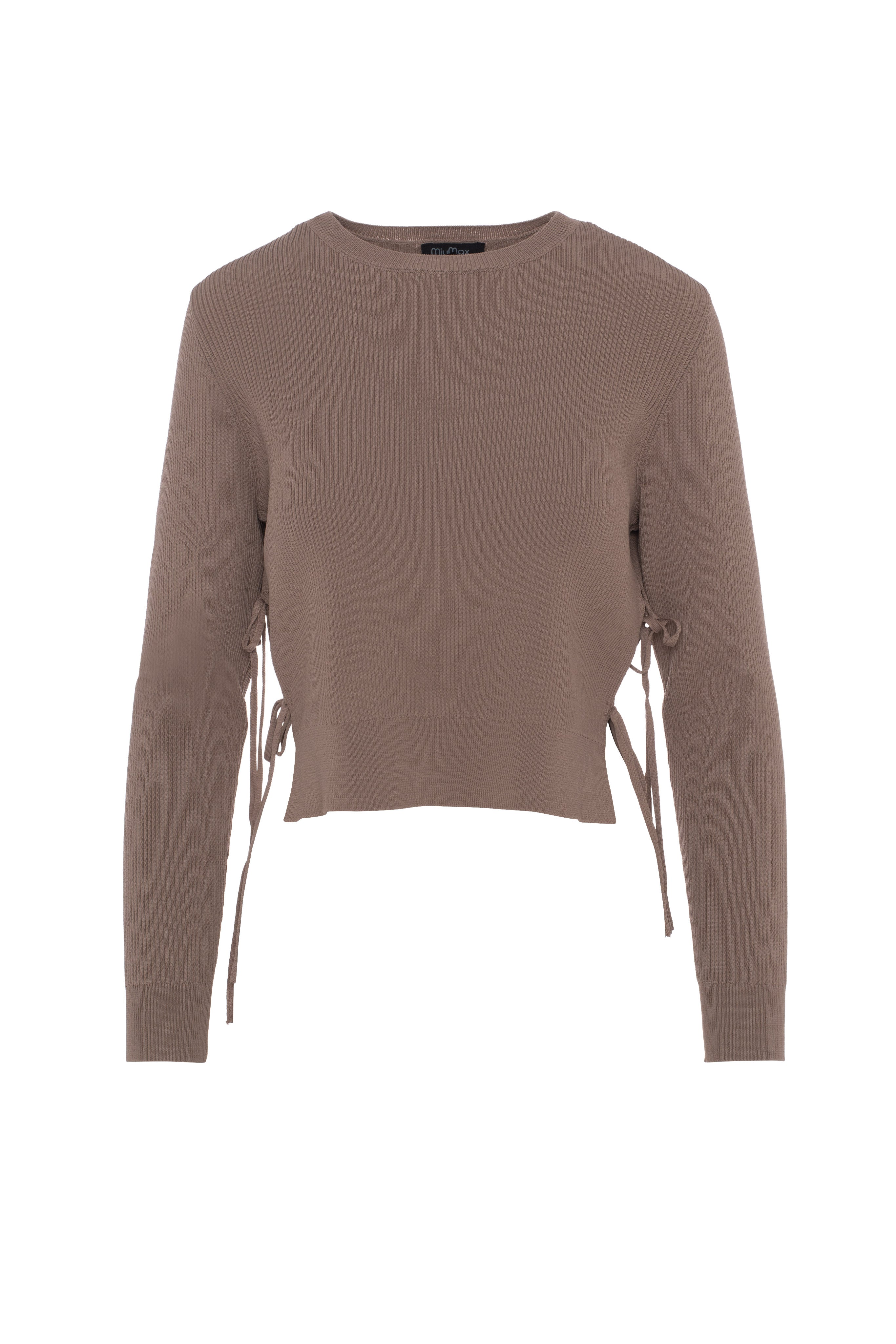 Cropped Double Tie Sweater in Stucco by MiuMax