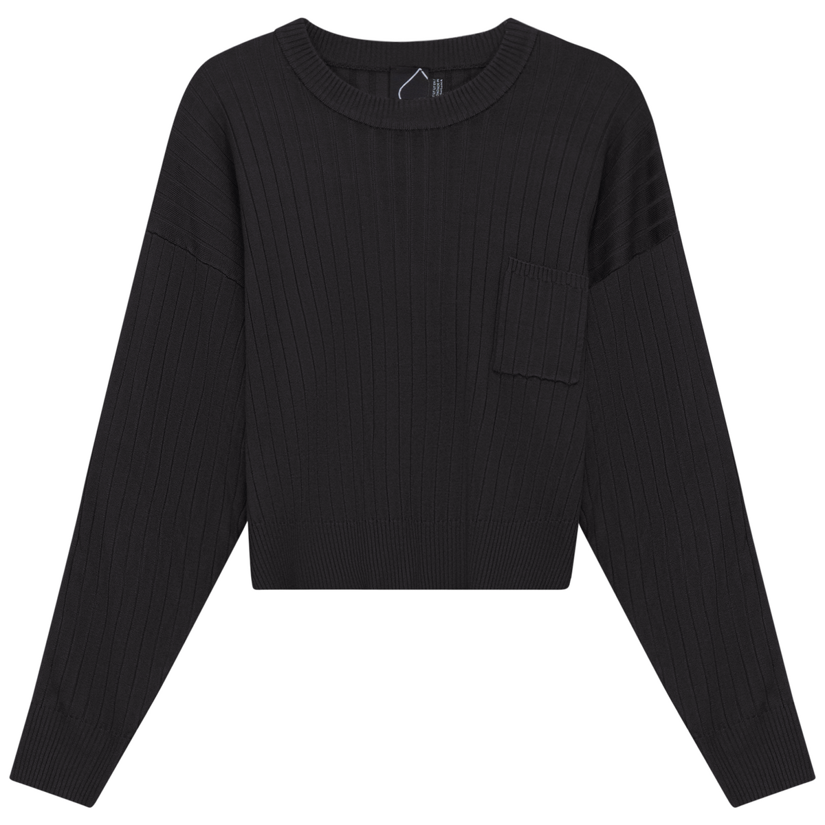 Cropped Loose Pocket Sweater in Black by Spades