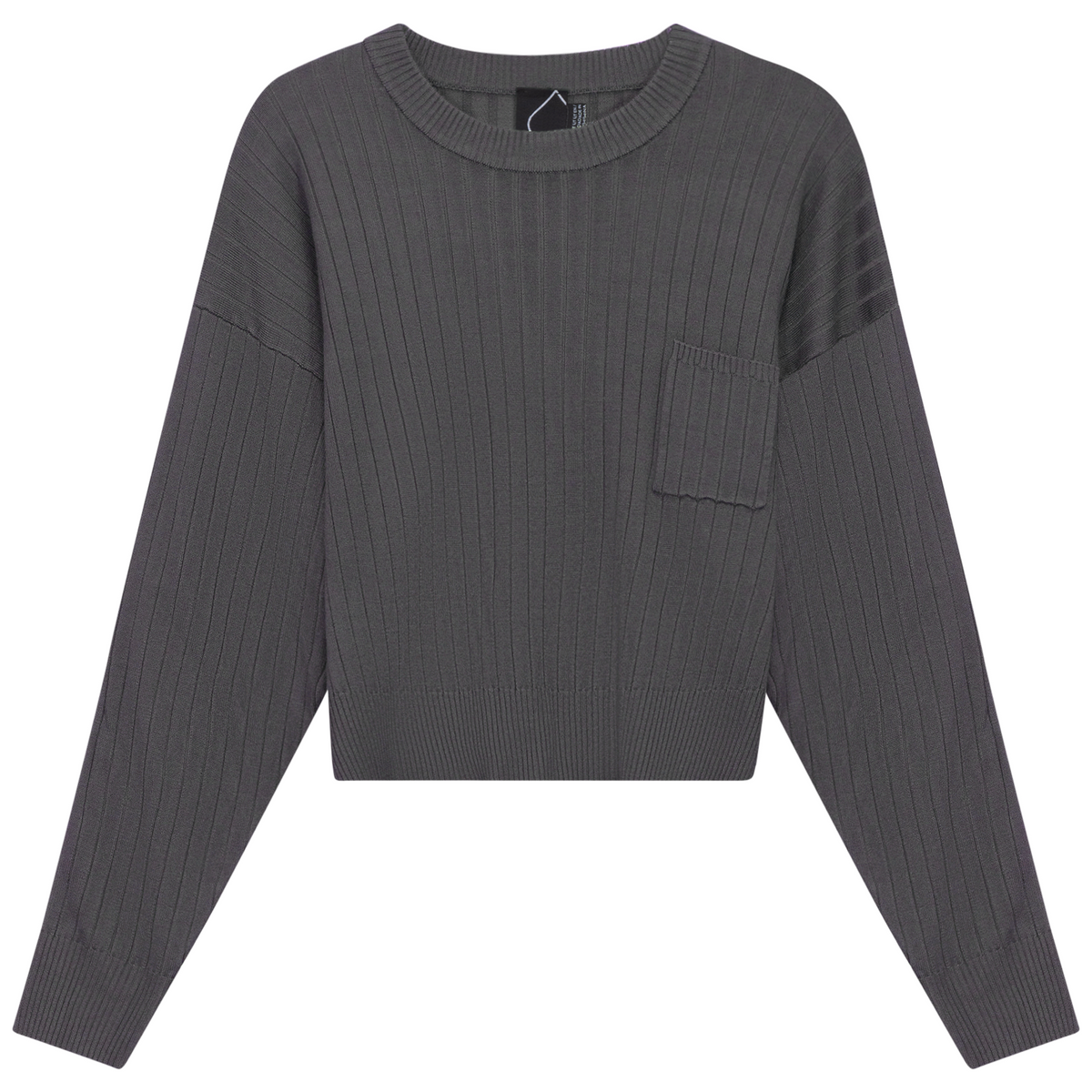 Cropped Loose Pocket Sweater in Dark Grey Mix by Spades