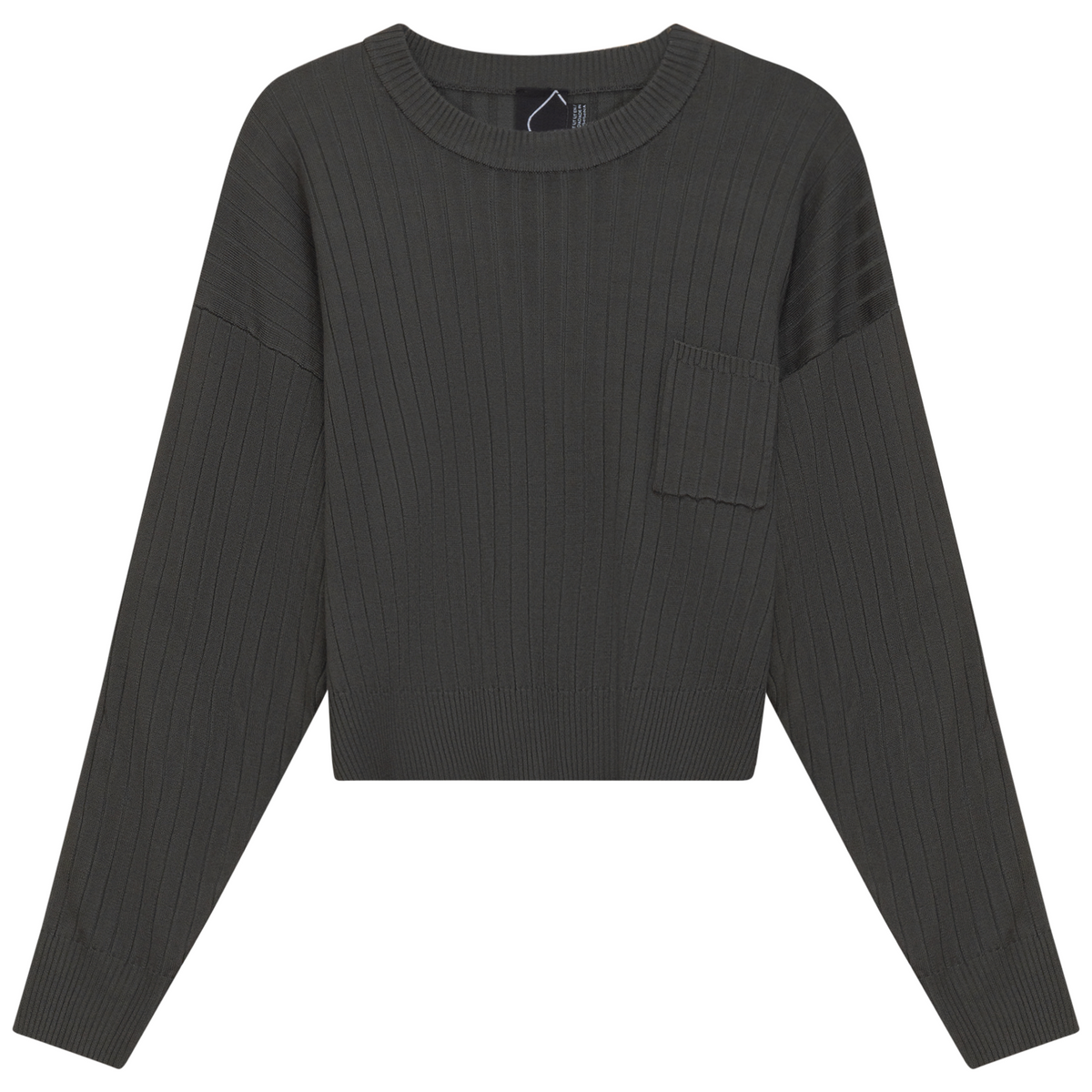 Cropped Loose Pocket Sweater in Dark Olive by Spades