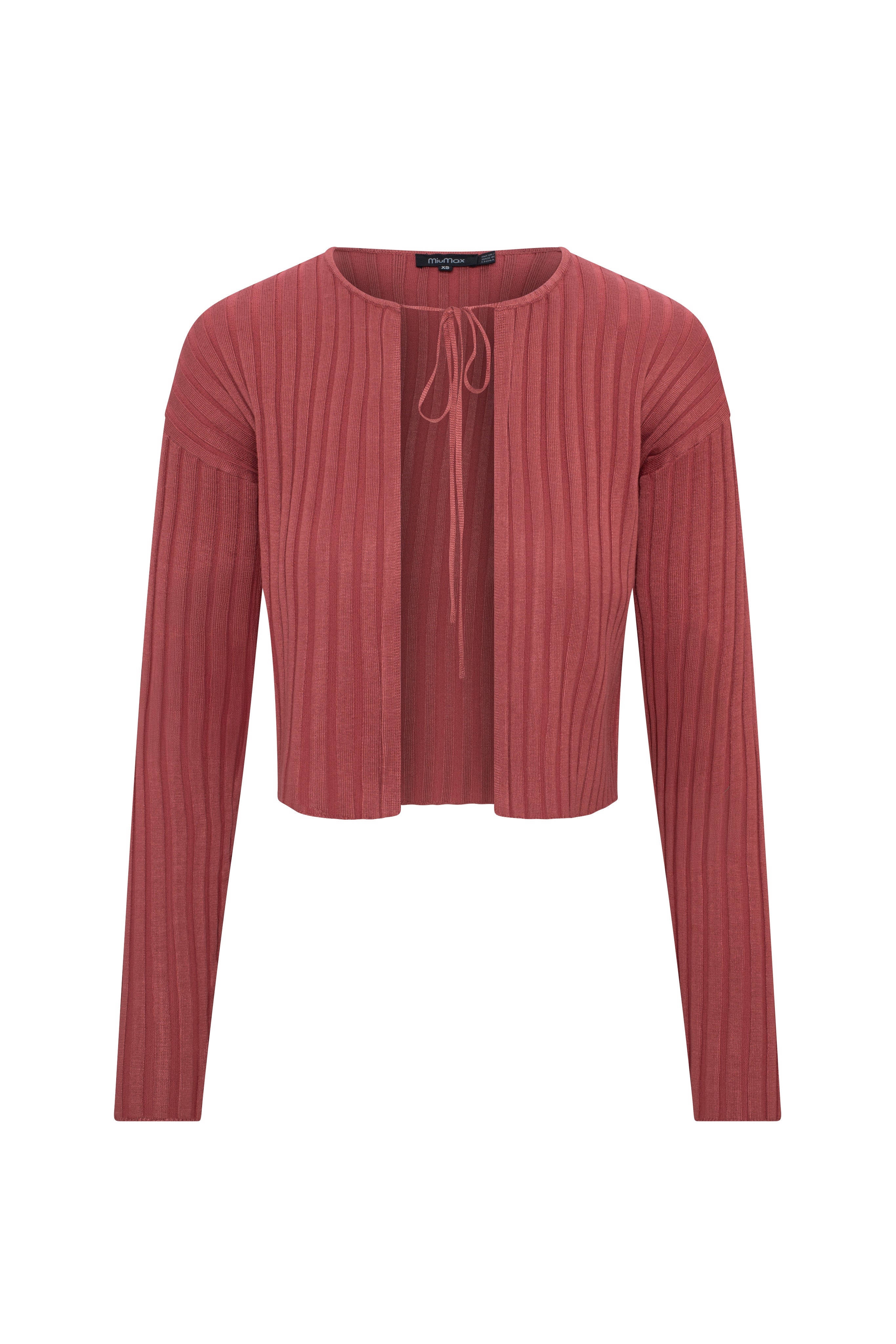 Cropped Knit Tie Cardigan in Champagne by MiuMax