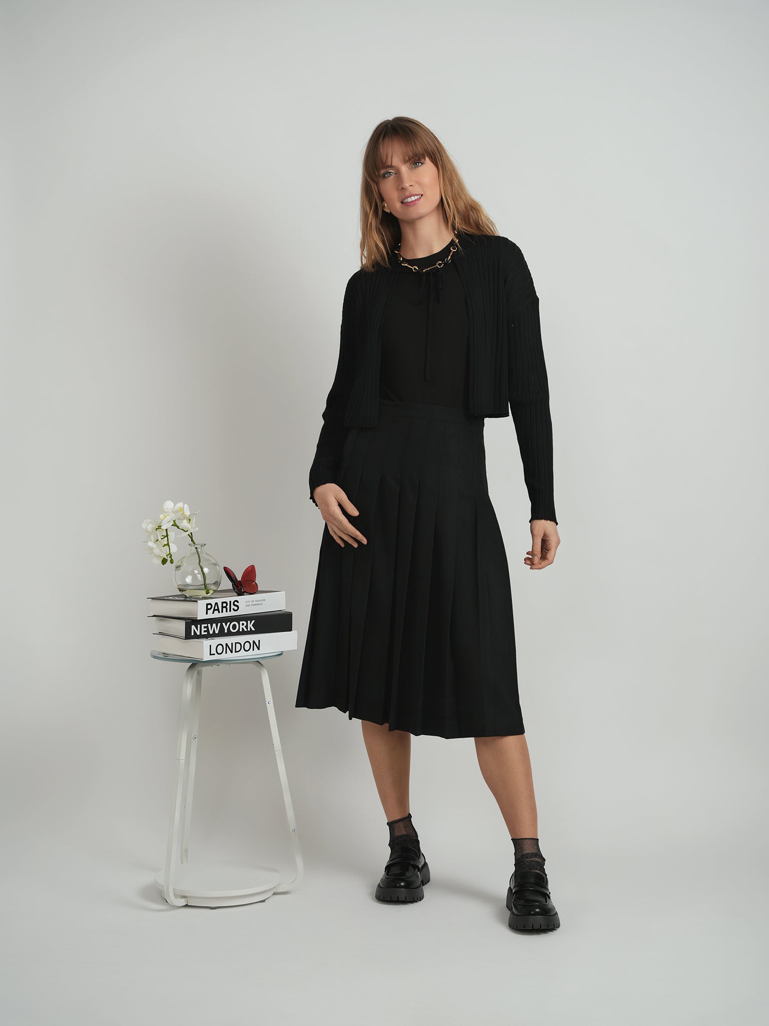 Cropped Knit Tie Cardigan in by MiuMax